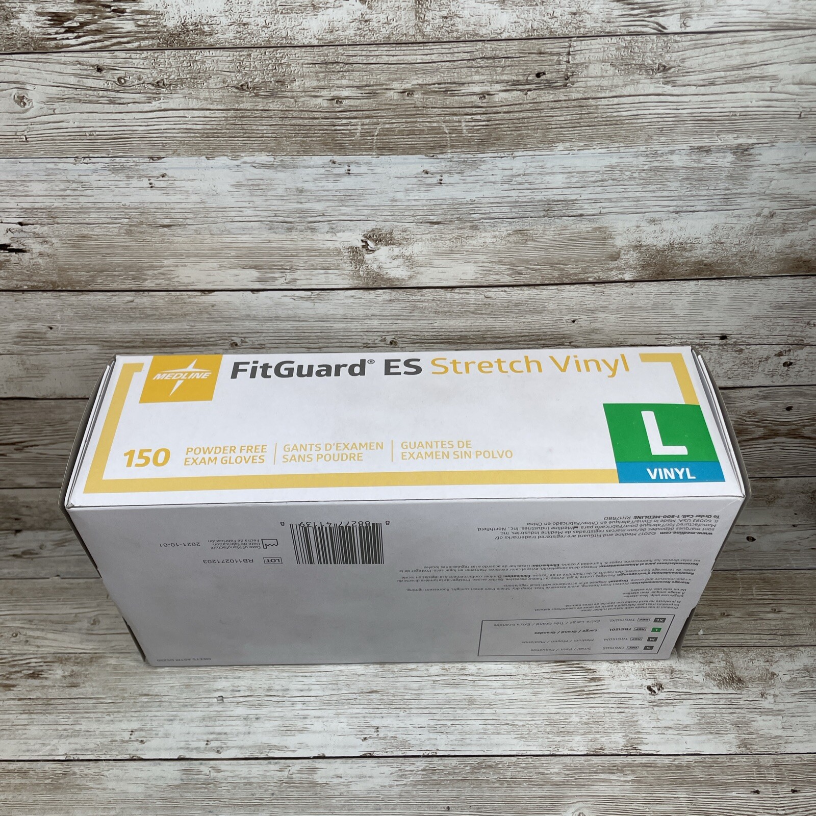*6 Boxes* MEDLINE FITGUARD ES Stretch Vinyl Exam Gloves Size: LARGE, MANF: 10/21