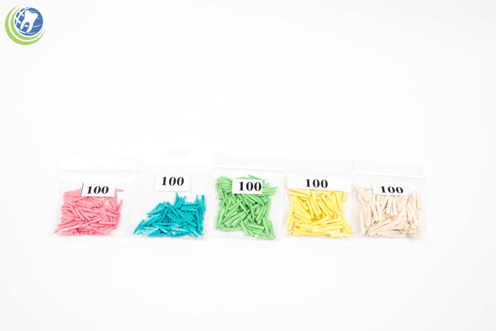 Dental Disposable Contoured Wood Wedges Assorted Sizes XS S M L XL 100 of each