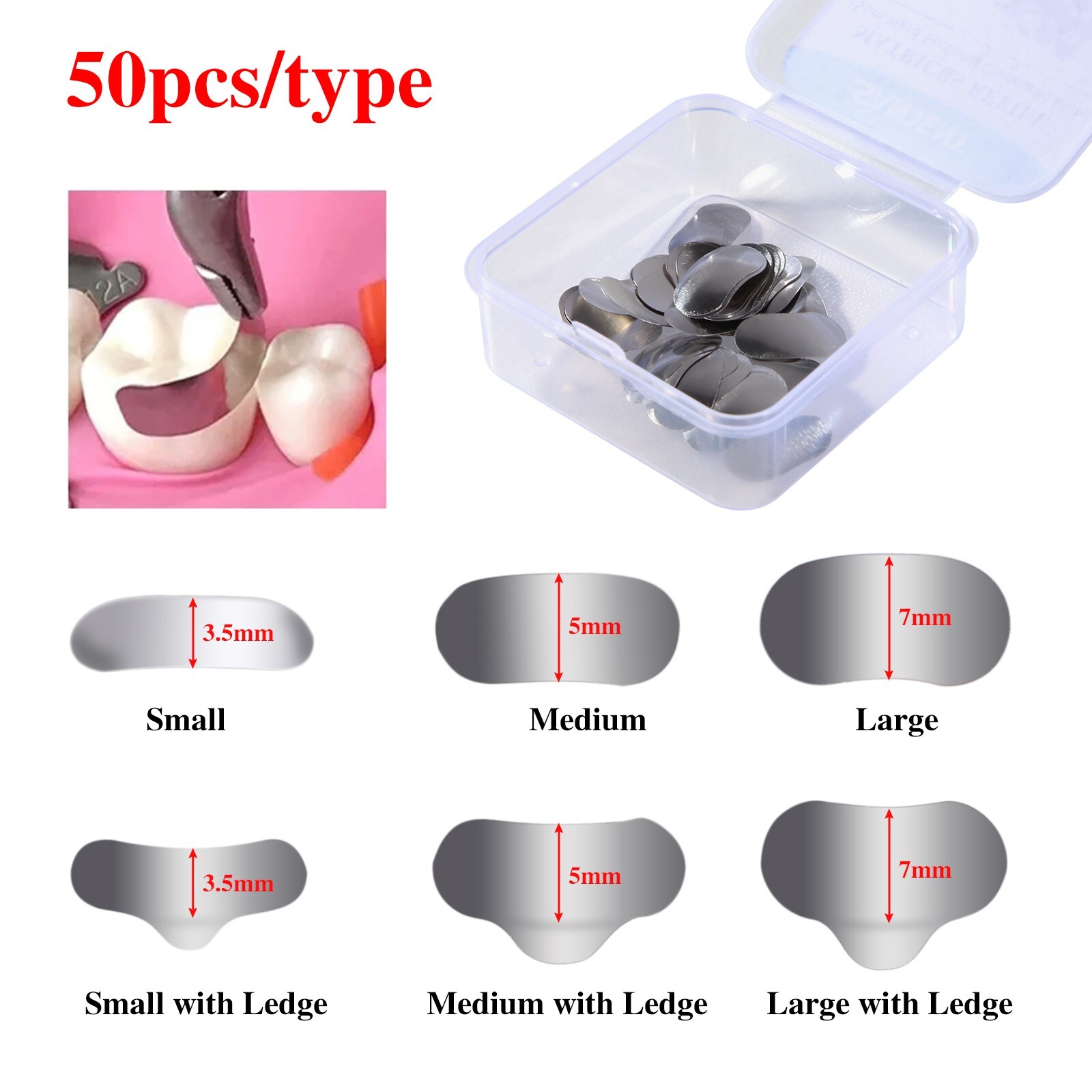 35μm Dental Metal Matrices Bands Matrix Sectional Contoured soft bands [US]S/M/L