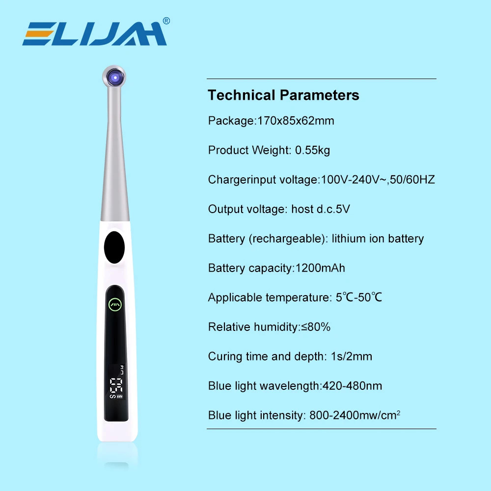 4 Modes Dental Cordless 1S LED Light Cure Lamp Metal Head LED Curing Light 360°