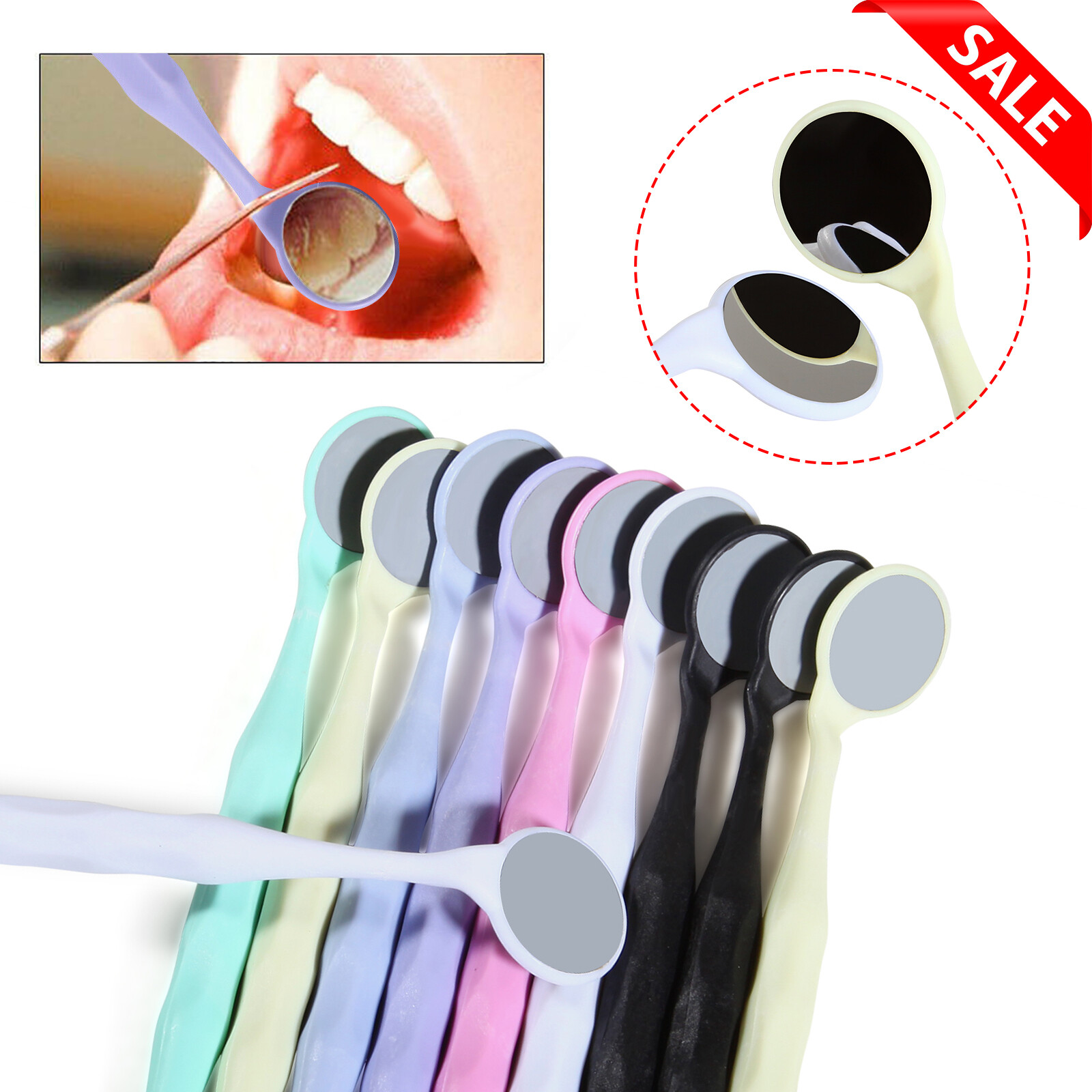 10x Dental Mouth Mirror Front Surface Double Examination Mirror