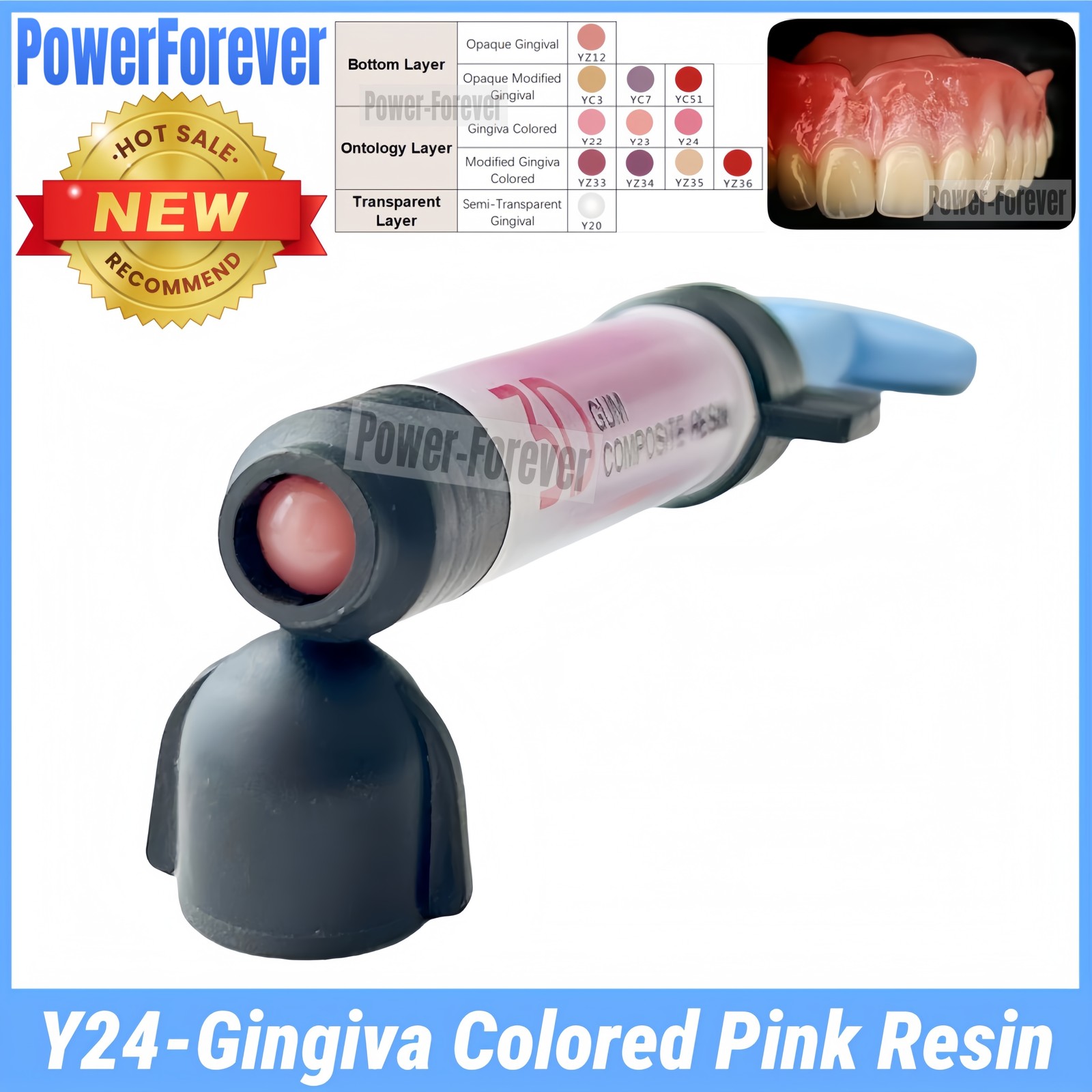 Y24 Dental Gingiva Aesthetic 3D Gum Composite Pin Resin Light Cure 4g/Syringe