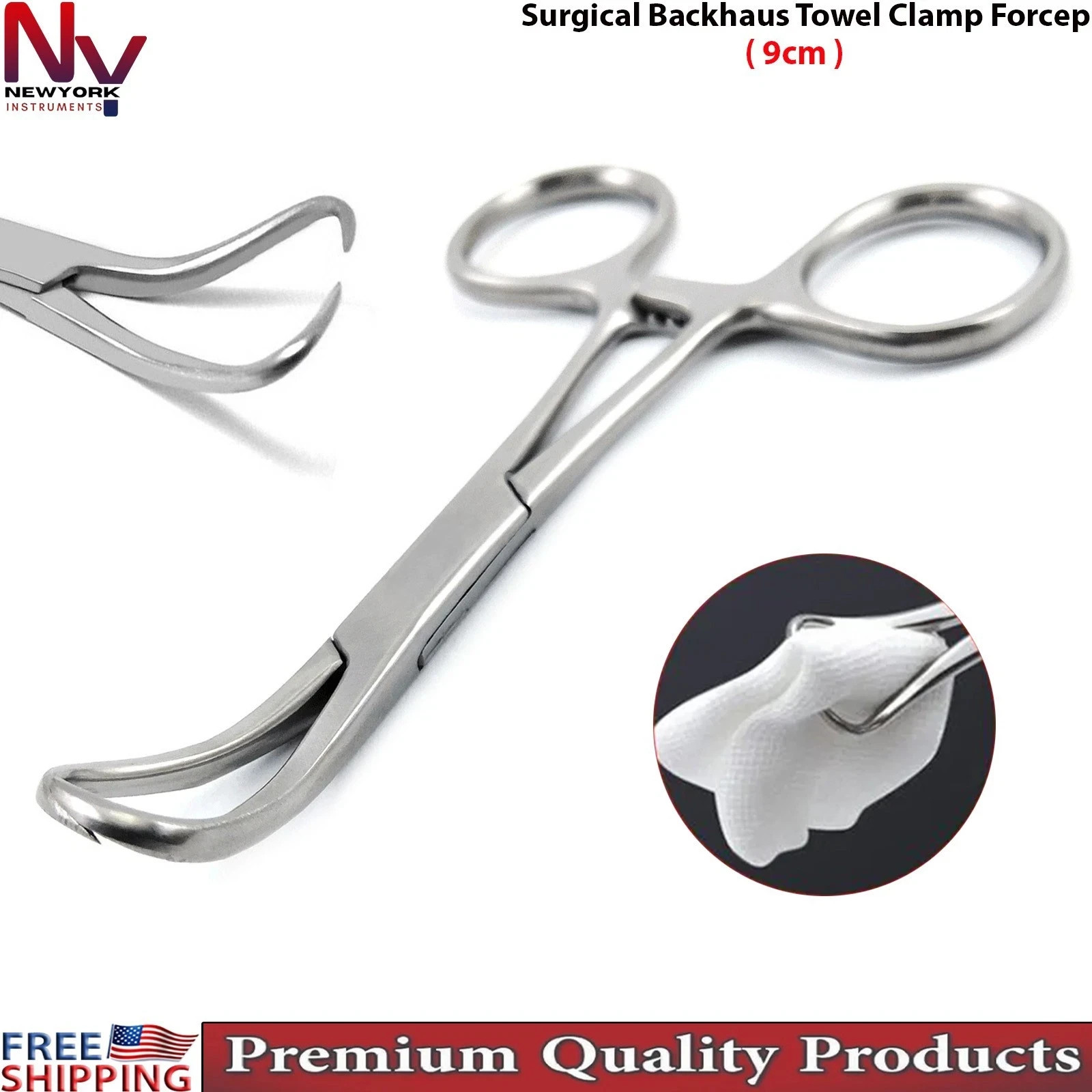 Backhaus Towel Clamp Forceps 9CM & 13.5CM Surgical Veterinary Instruments NEW