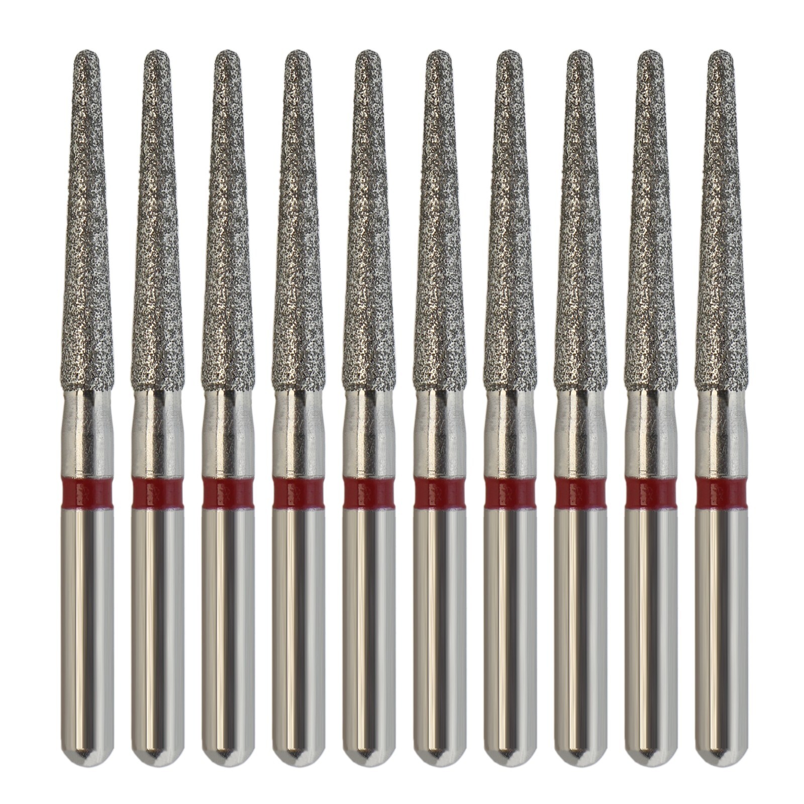 Dental Diamond FG 850/016F Round End Taper Burs Fine Grit Red High Speed Dia Bur