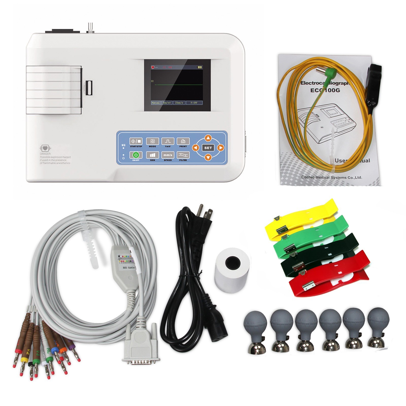 1-Channel 12-Lead Digital EKG Machine – Medical ECG100G Electrocardiograph