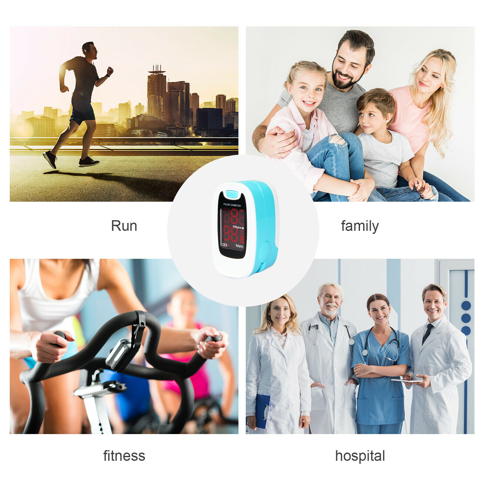 Finger Pulse Oximeter Blood Oxygen Saturation SPO2 O2 Patient Monitor Heart Rate