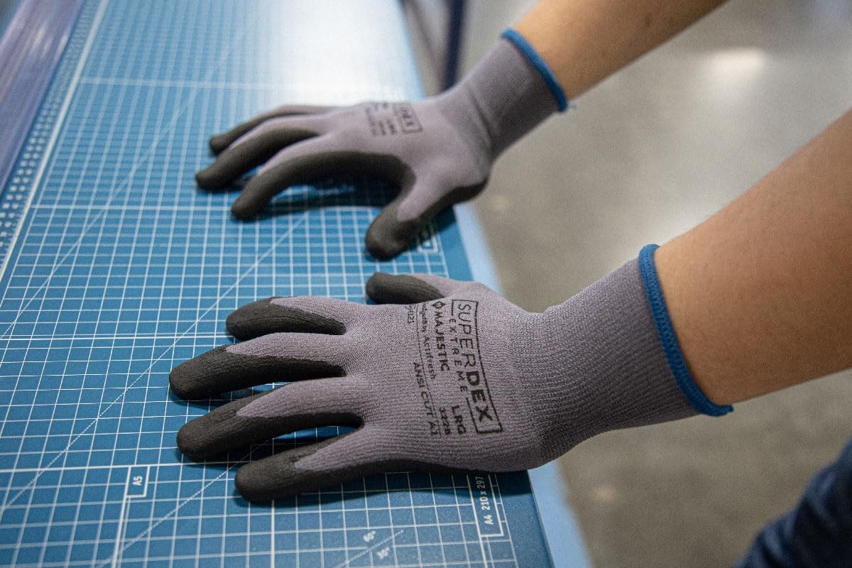 Majestic SuperDex Micro Foam Nitrile Palm Coated Glove – 12 Pairs XL Gray/Black