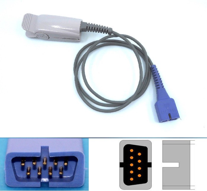 Nellcor Oximeter Oximetry OxiMax SPO2 Finger Clip Sensor DB9pins pin DS100A