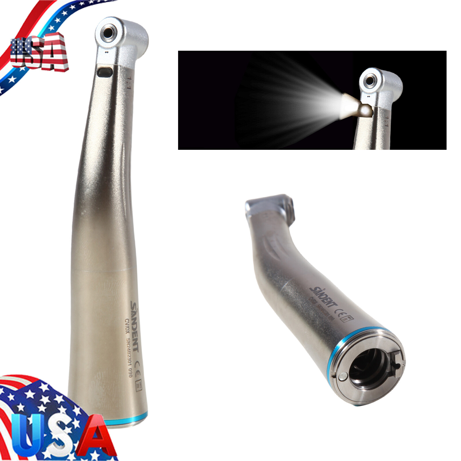 Dental 1:1 High Speed Handpiece Fiber Optic Contra Angle DS
