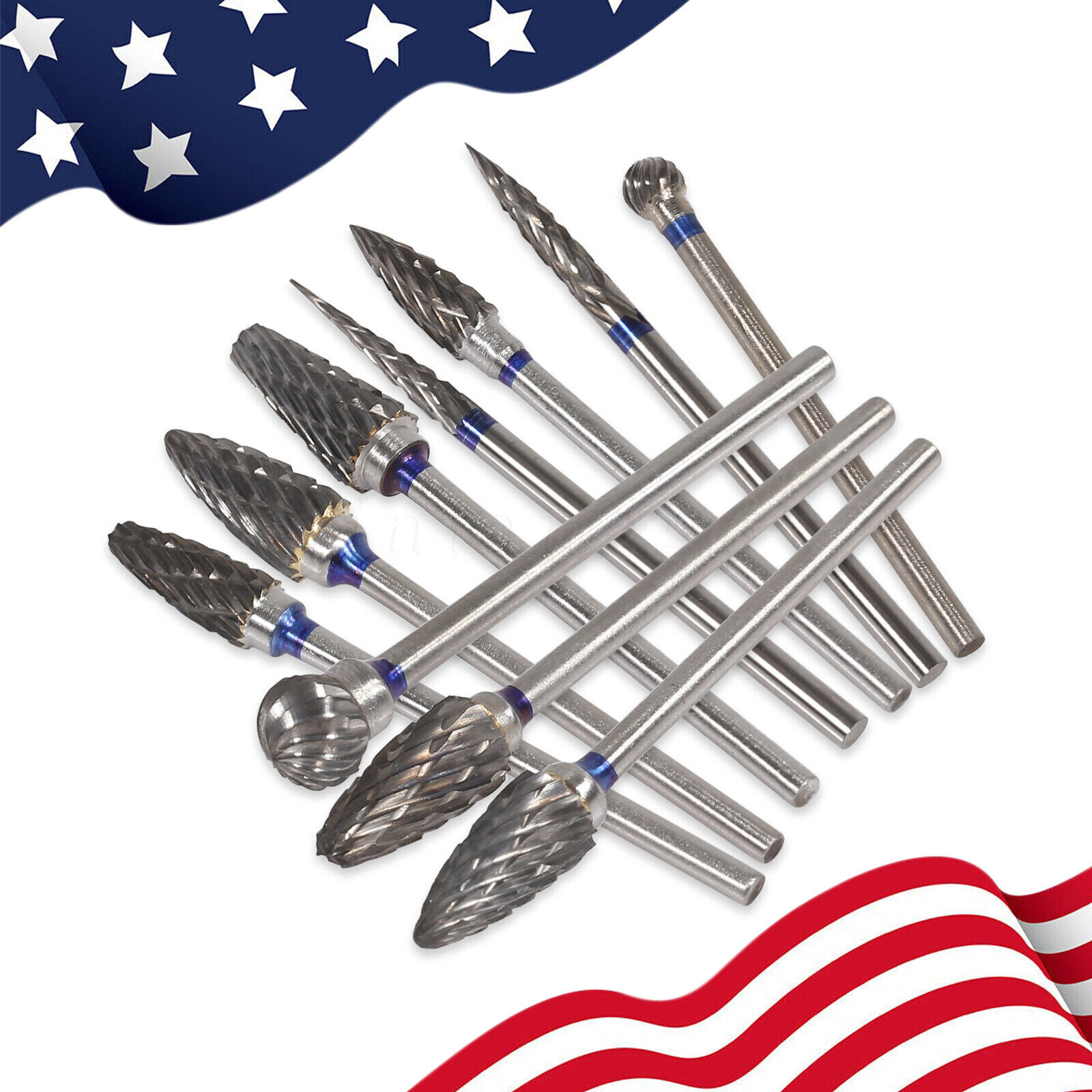 10 Pcs HP Tungsten Steel Carbide Cutter Dental Denture Burs Lab Drill Polisher P