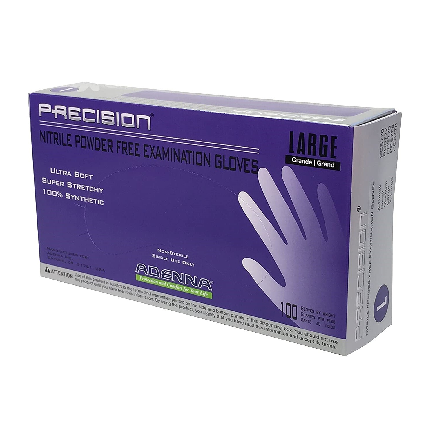 Adenna PRECISION Violet Nitrile Disposable Exam/Medical Gloves 4 Mil Powder Free