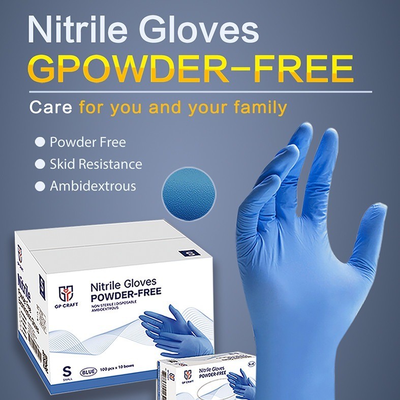 GP Craft Blue XS Nitrile Gloves 3.5 Mil Latex-Free Medical Grade 100 Count