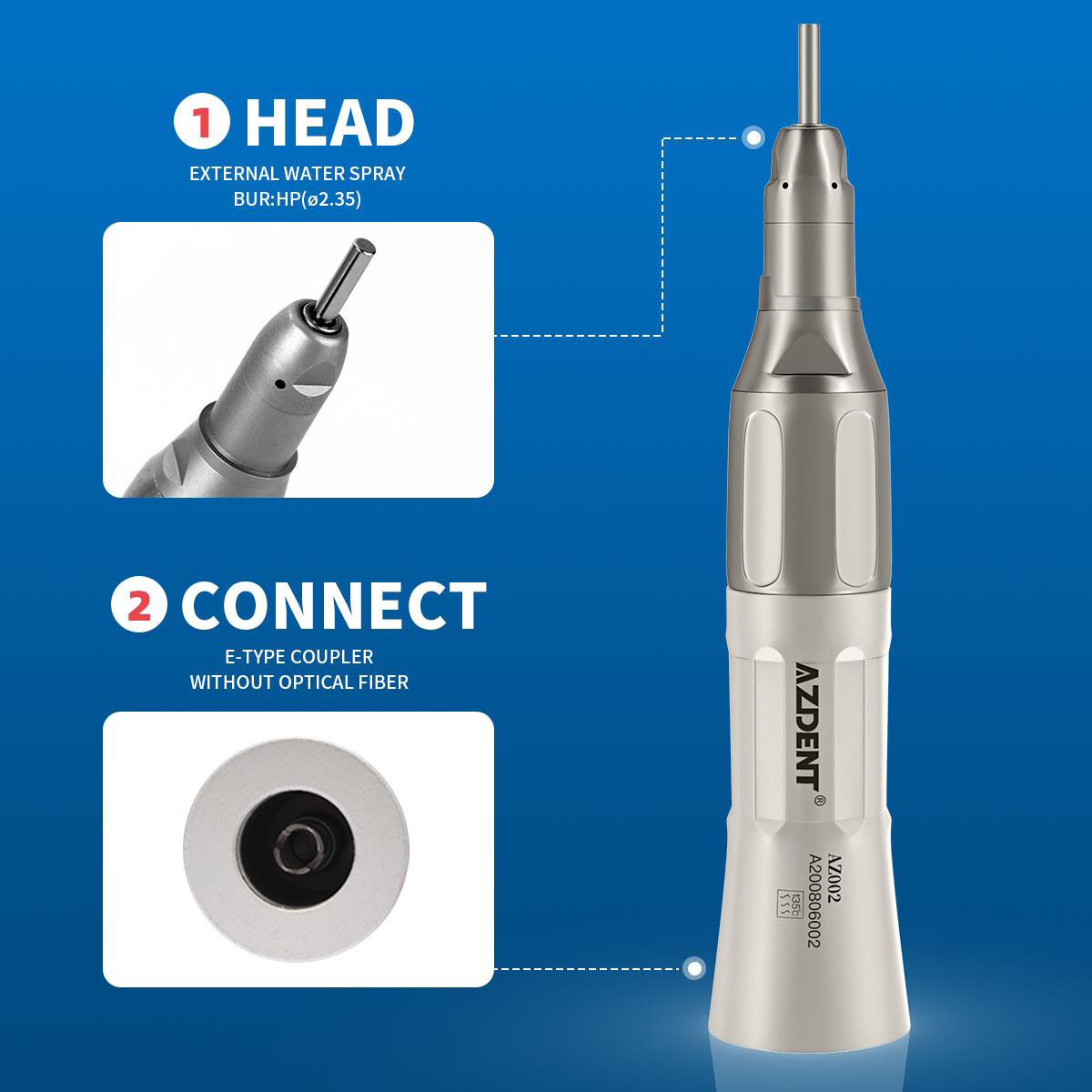 AZDENT Dental Shadowless LED E-generator High/Low Speed Handpiece 2/4 Hole