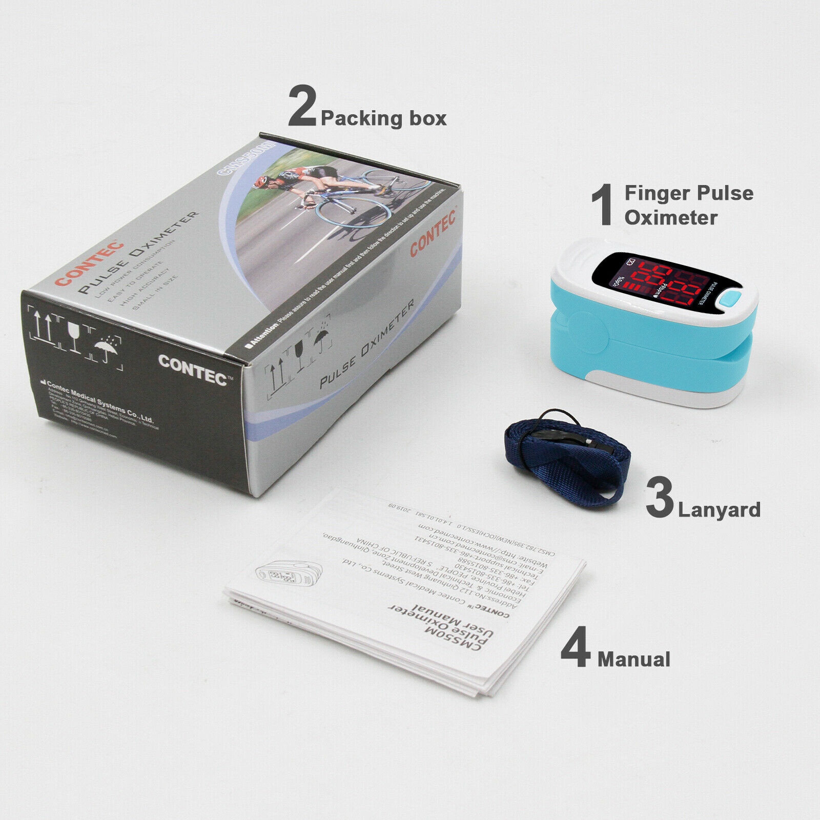 Finger Pulse Oximeter Blood Oxygen Saturation SPO2 O2 Patient Monitor Heart Rate