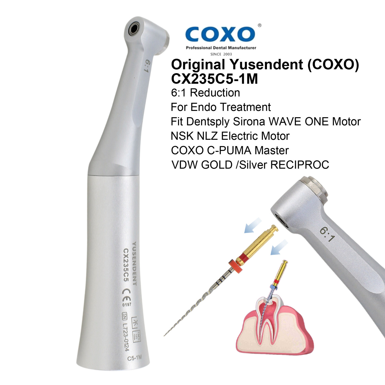 Dental Endodontic Handpiece 4:1 6:1 8:1 10:1 16:1 Contra Angle For Dentsply VDW