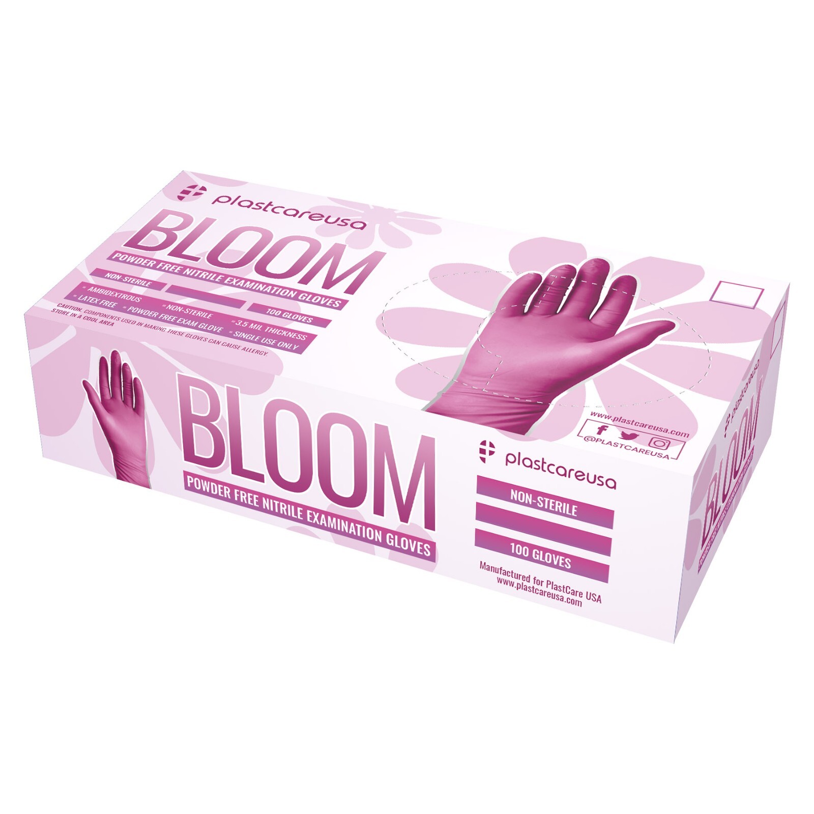 100 Large Nitrile Exam Disposable Pink Gloves, Latex & Powder Free, L