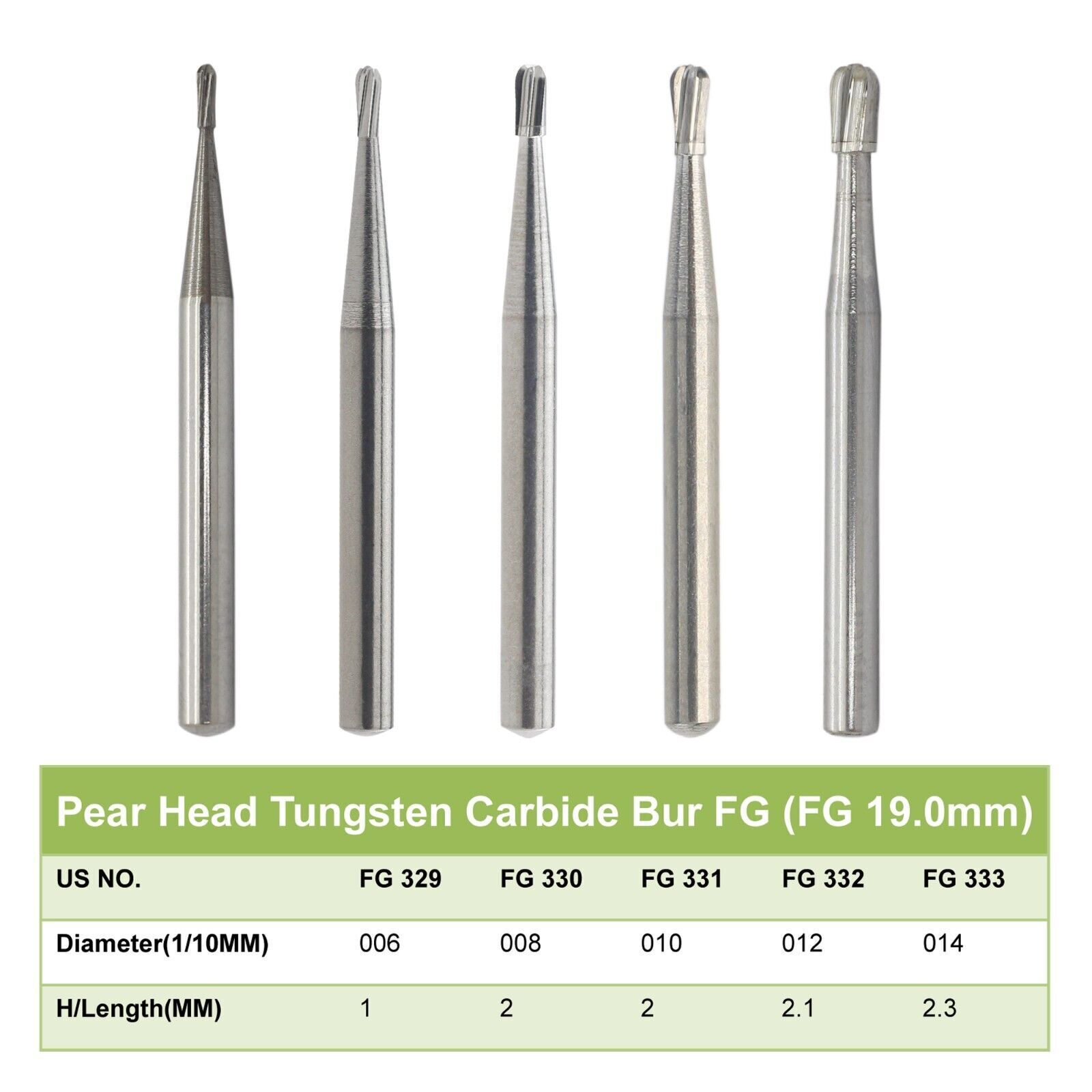 Dental Carbide Tungsten Steel Drills Burs FG Burr for High Speed Handpiece 1.6mm