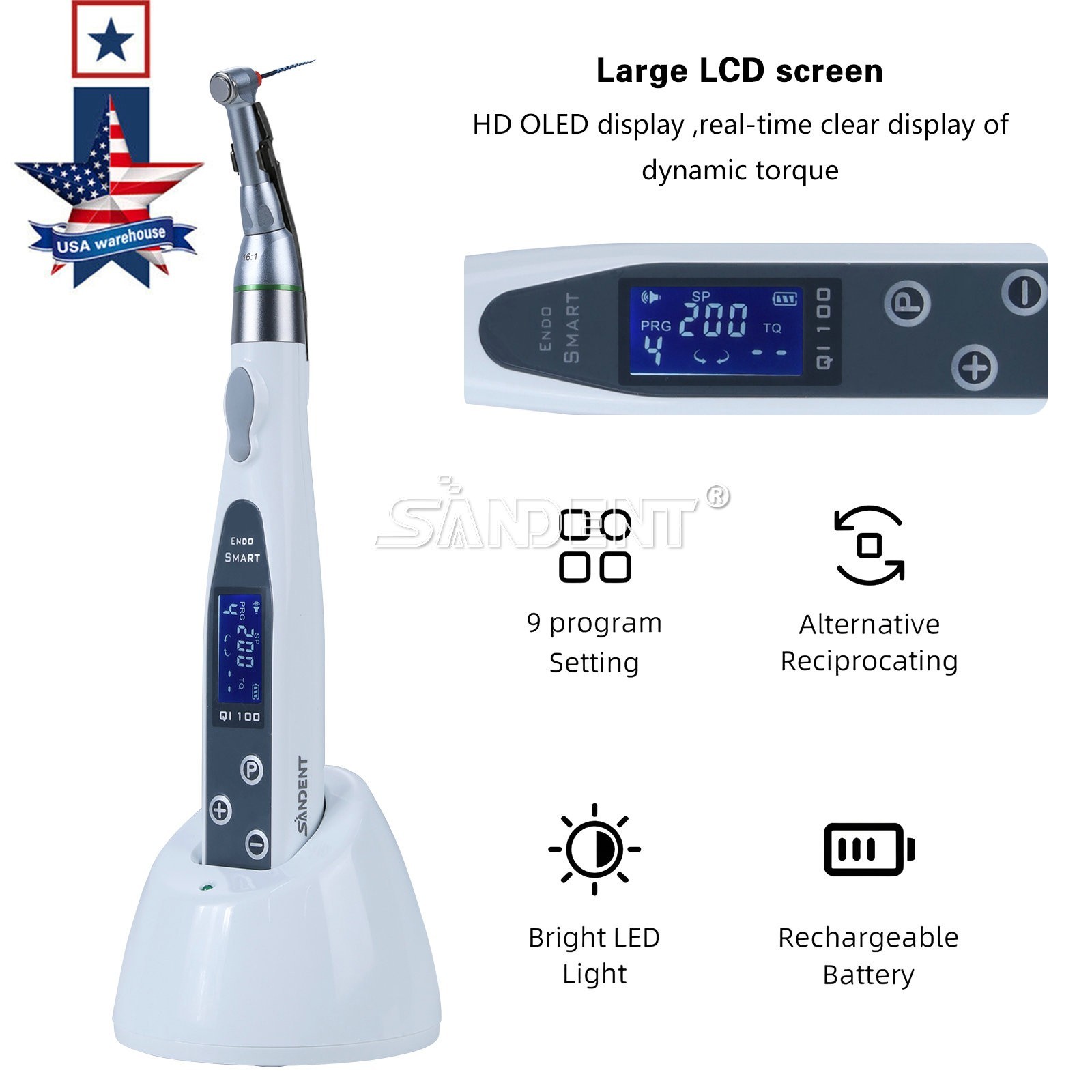 LED Dental Endo Motor 16:1 Contra Angle Root Canal Treatment Y-smart
