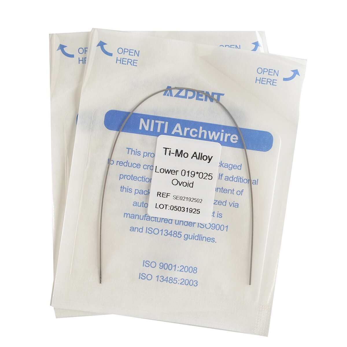 100X AZDENT Dental Orthodontic TMA Ti-Mo Alloy Rectangular Arch Wires 19X25Lower