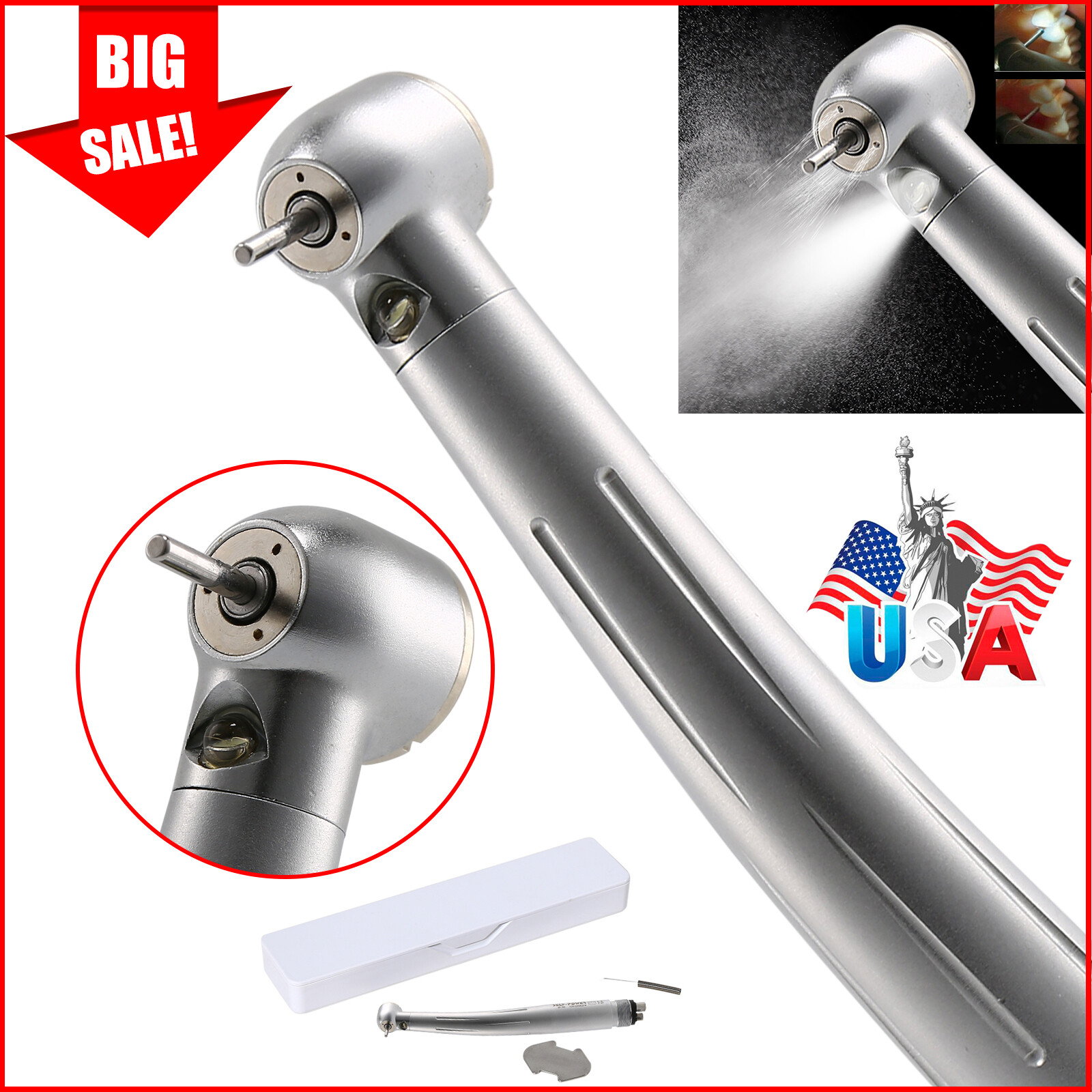 NSK Style Dental Fiber Optic LED E-generator High Speed Handpiece Turbine 4 HOLE