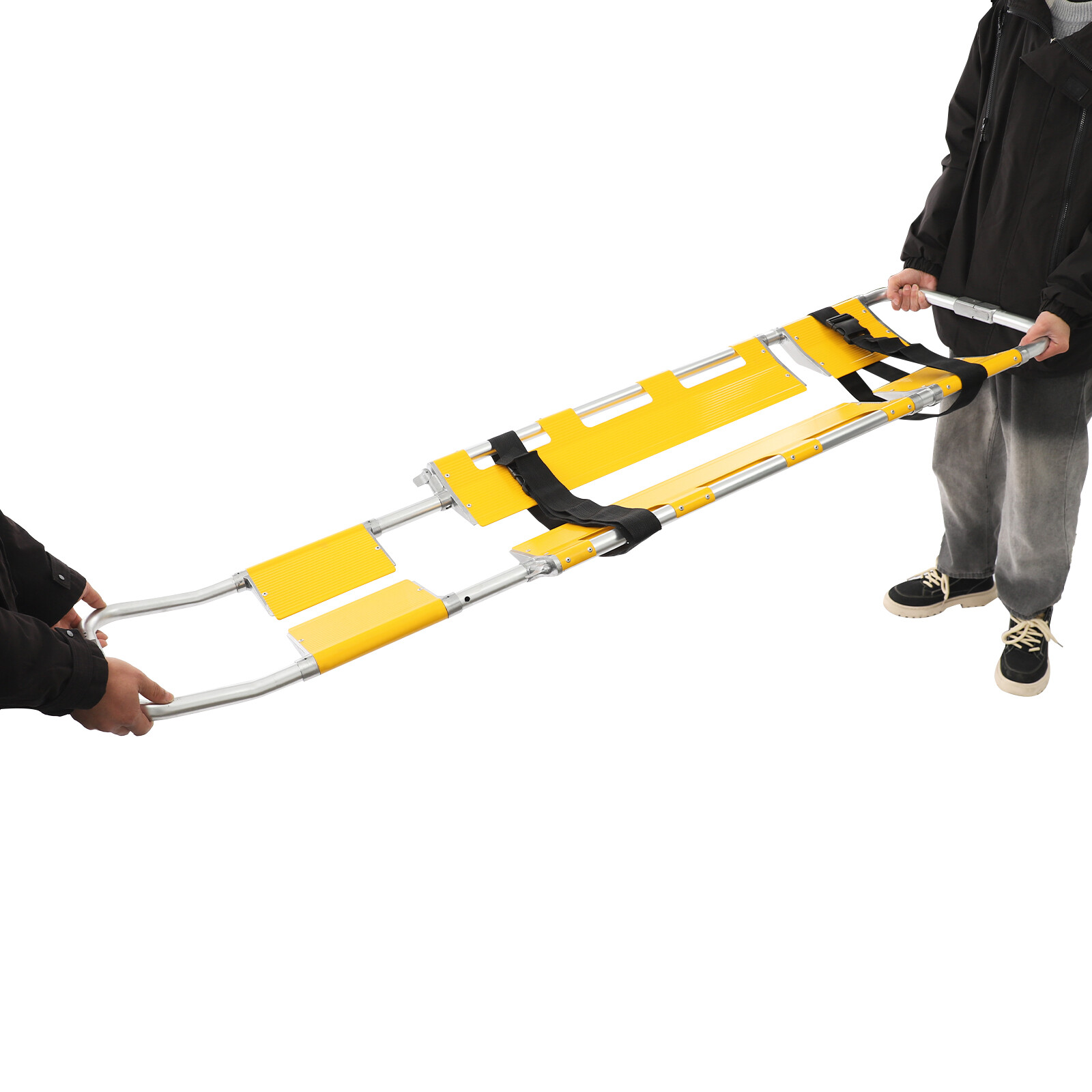 Rectangular Yellow Foldable Stretcher, Portable Stretcher with Adjustable Length