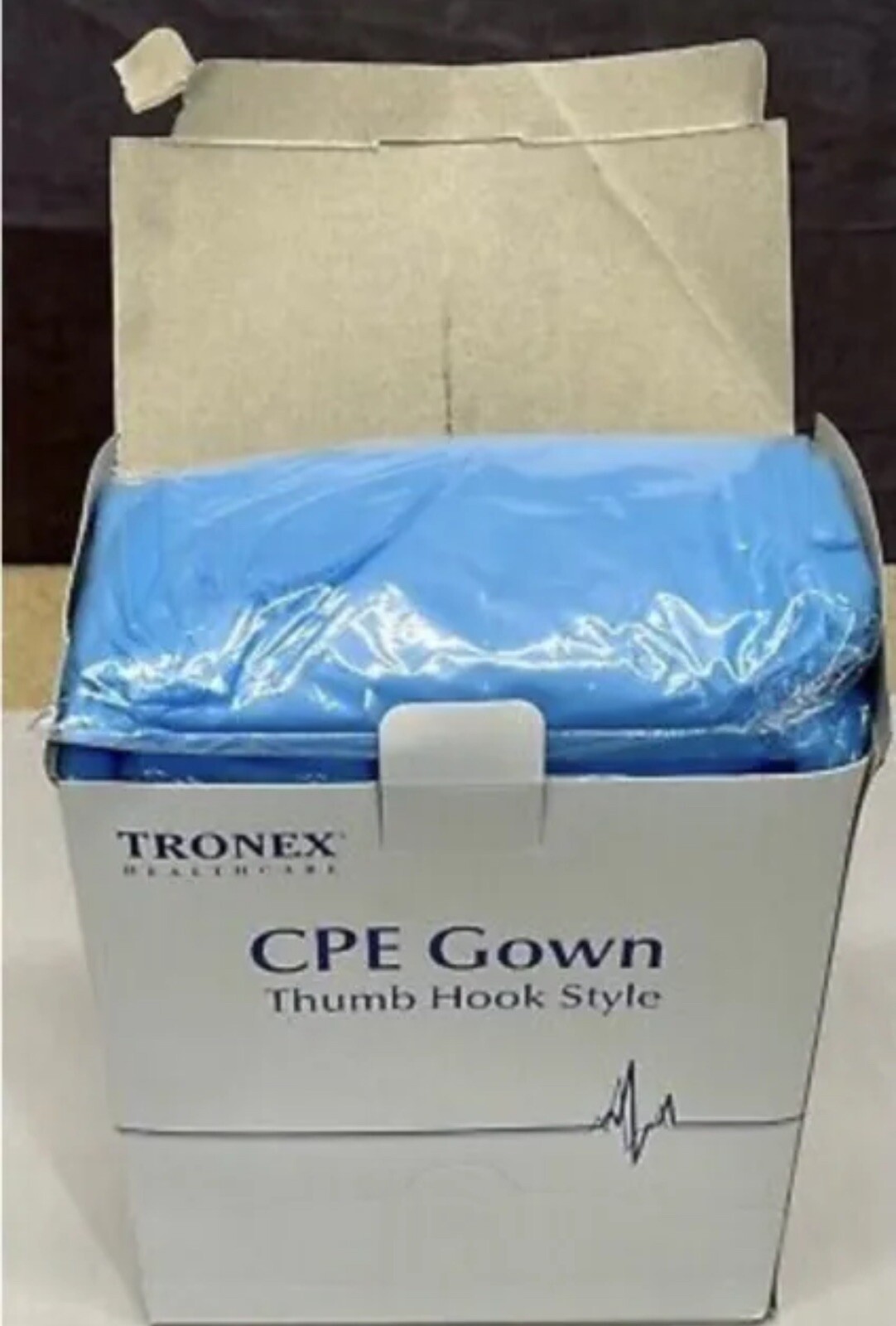 Tronex 6011C25 CPE Gown W/ Thumb Hook Style Unisize Blue – 15/box 5 Boxes N Case
