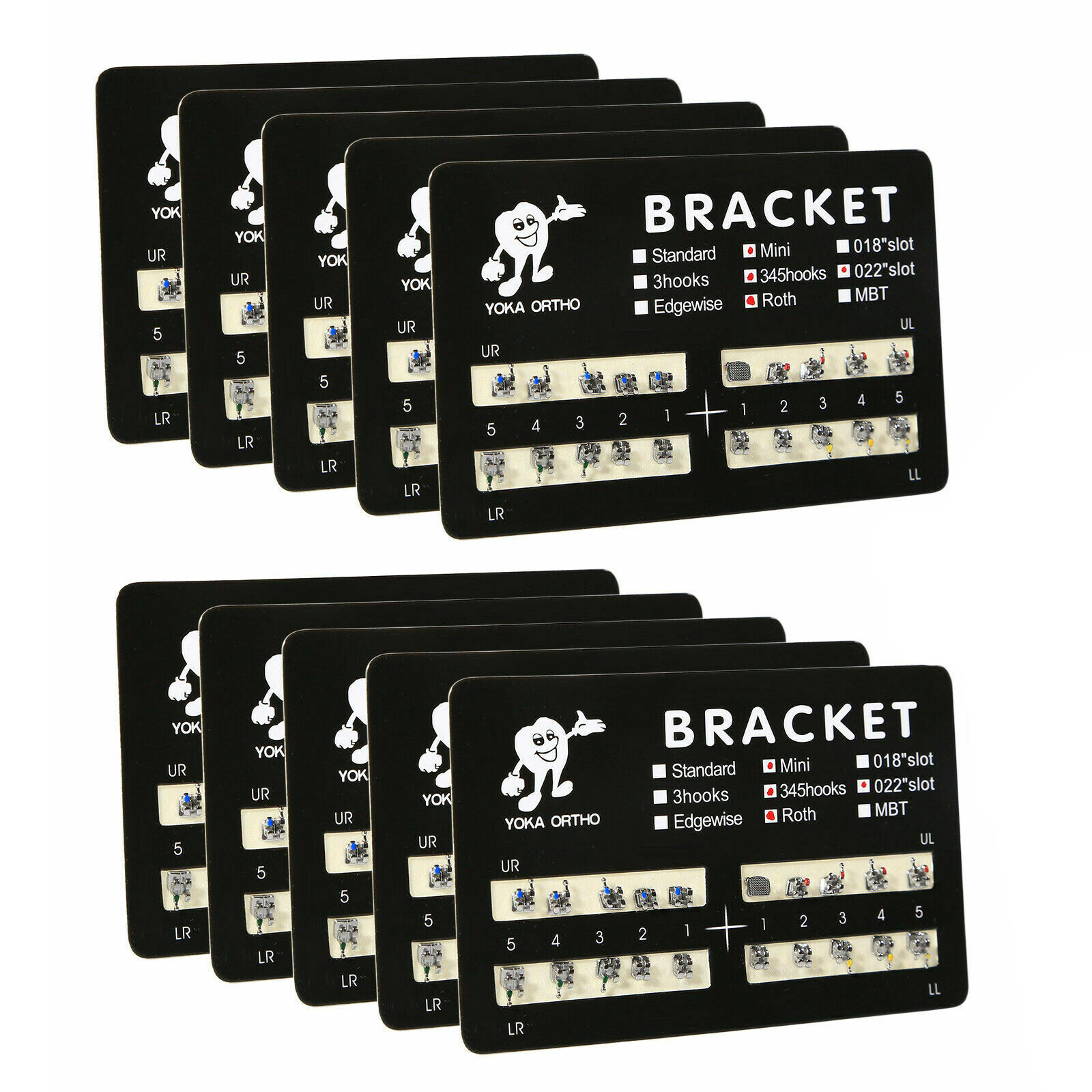 YOKA Dental Ortho Metal Brackets Braces Mini/Standard Roth/MBT 022/018 3/345 H