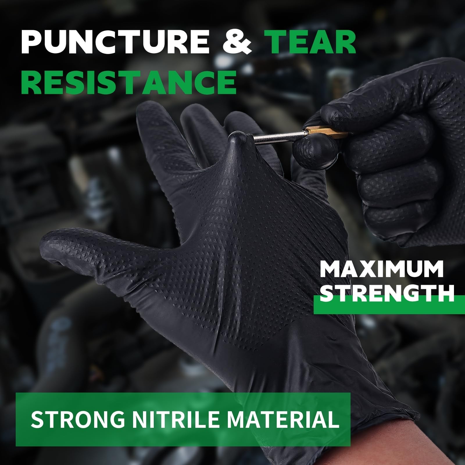 Industrial Diamond Texture Nitrile Gloves – 100/1000PCS, Chemical Resistant, 8mi