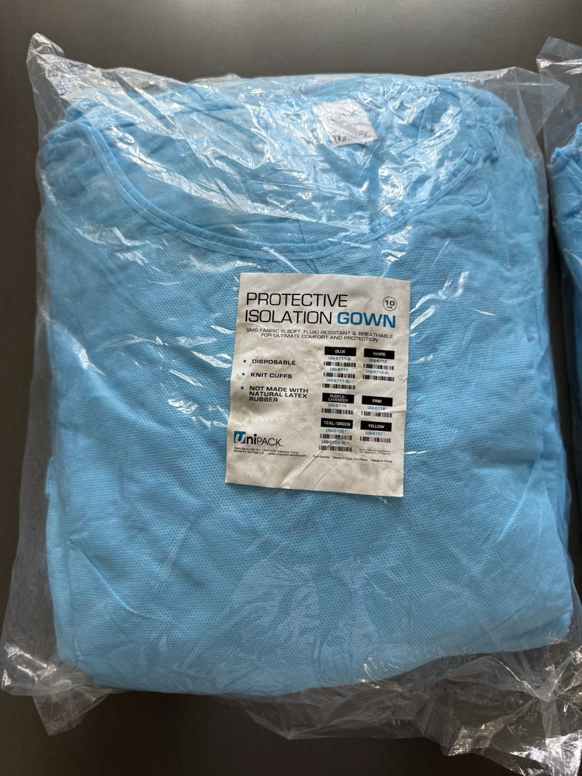 Unipack Protective Isolation Gown 2 Packs of 10 Regular Size Never Opened New