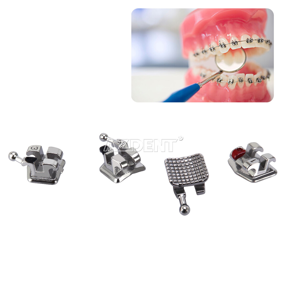 AZDENT Dental Orthodontic Bracket Braces MIM/Split mini Roth.022 345with hook