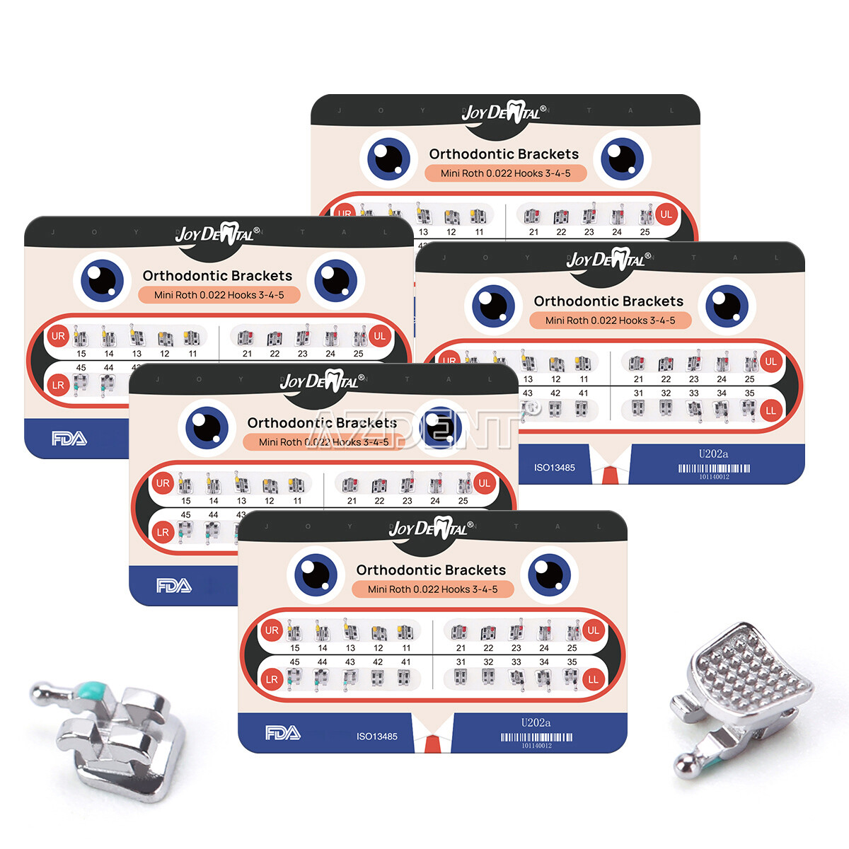 AZDENT Dental Orthodontic Bracket Braces Mini Slot MBT Roth .022/.018 Hooks 345