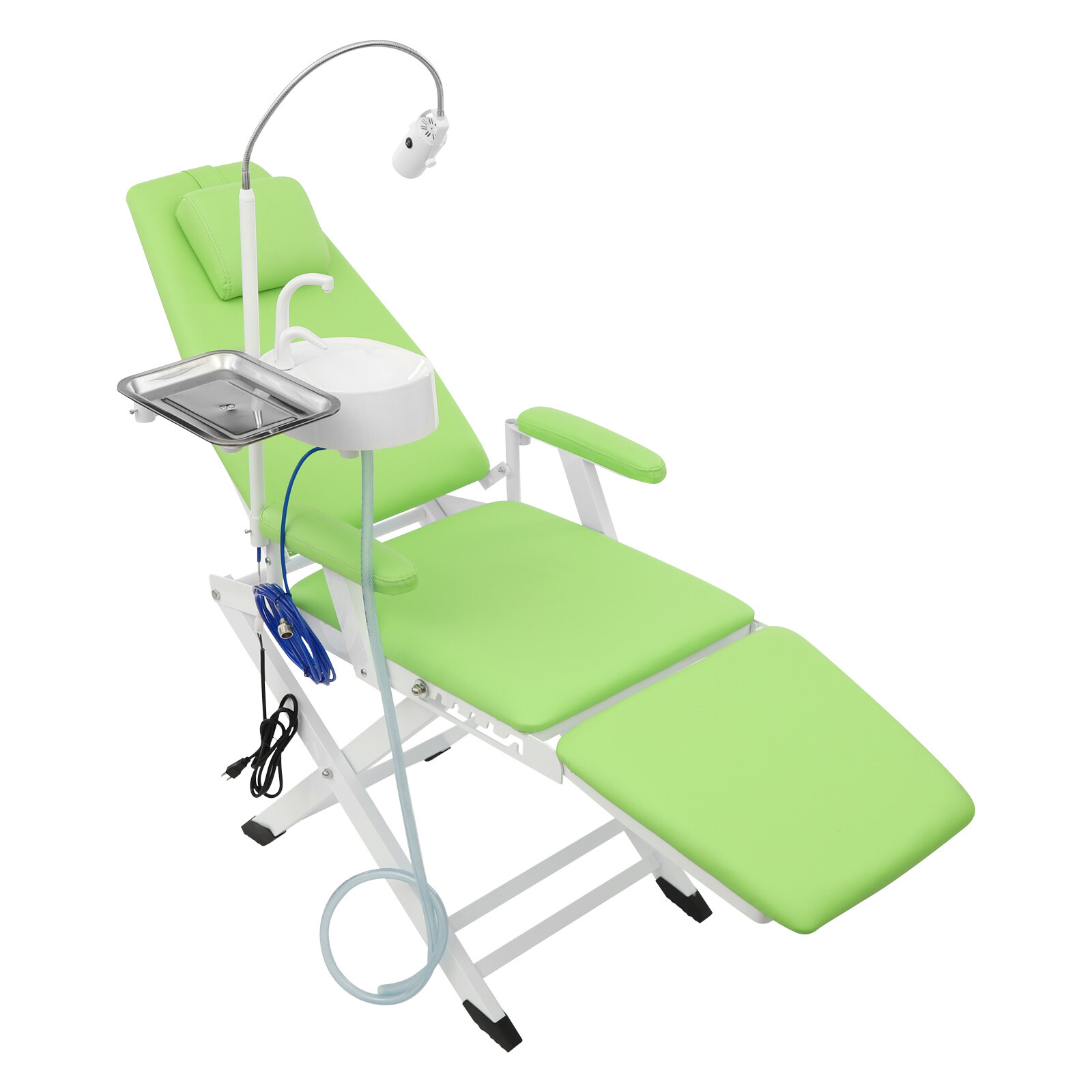 Portable Dental Chair Mobile Folding Chair Exam Chair w/LED Light &Spittoon+Tray