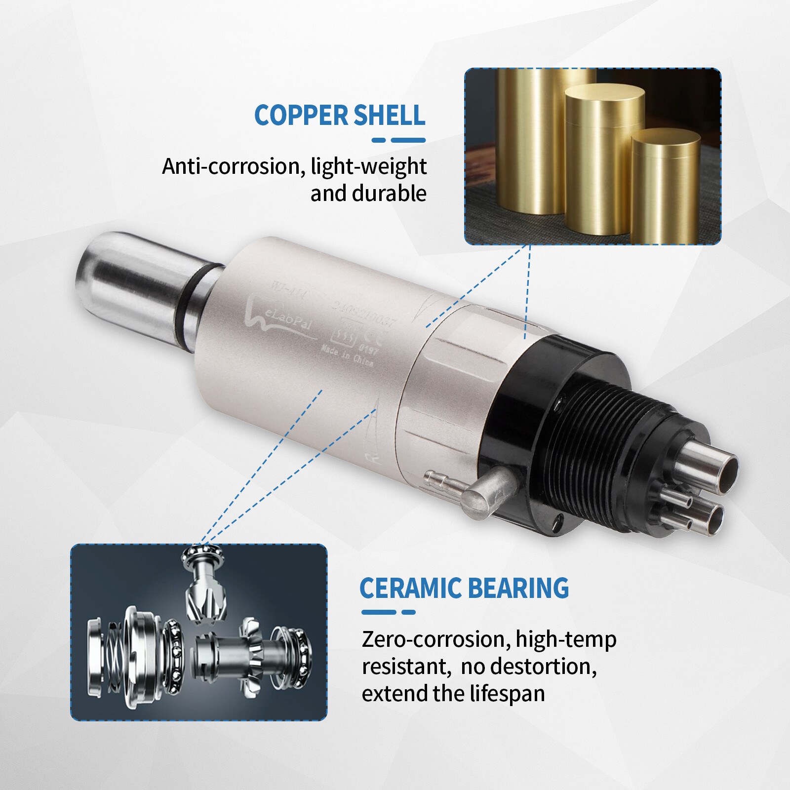 US Dental Low Speed Handpiece Straight Contra Angle Push Button E-Type Air Motor