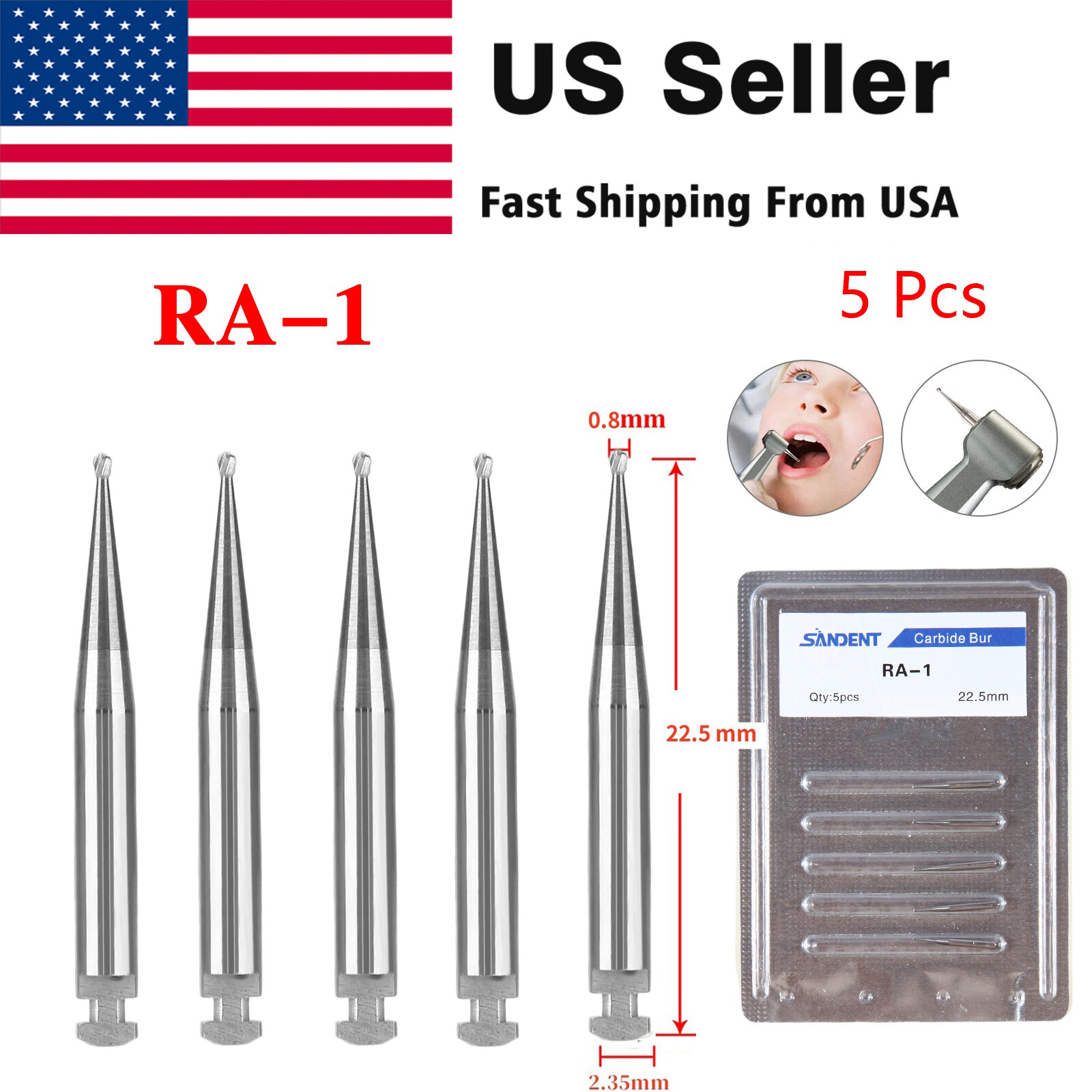 Dental Round Latch Carbide Bur RA 1 2 3 4 5 6 7 8 For Slow Low Speed