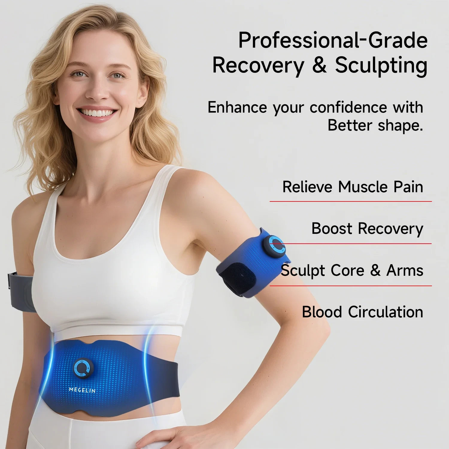 MEGELIN EMS ABDOMEN TONING BELT STRENGTHENS CONTOURS PAIN RELIEF FDA CLEARED