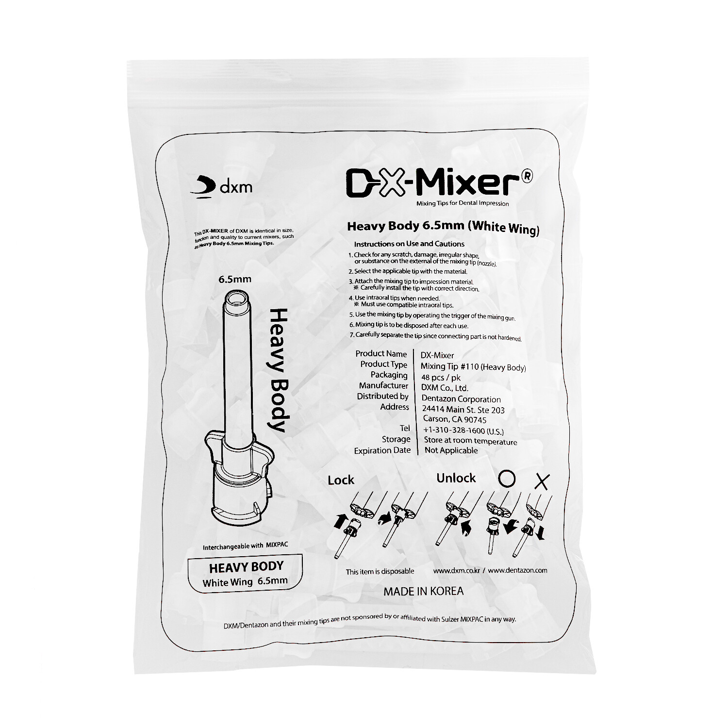 DX-Mixer Dental Impression Material Mixing Tips 6.5/5.4/4.2mm Korea Made KOREA