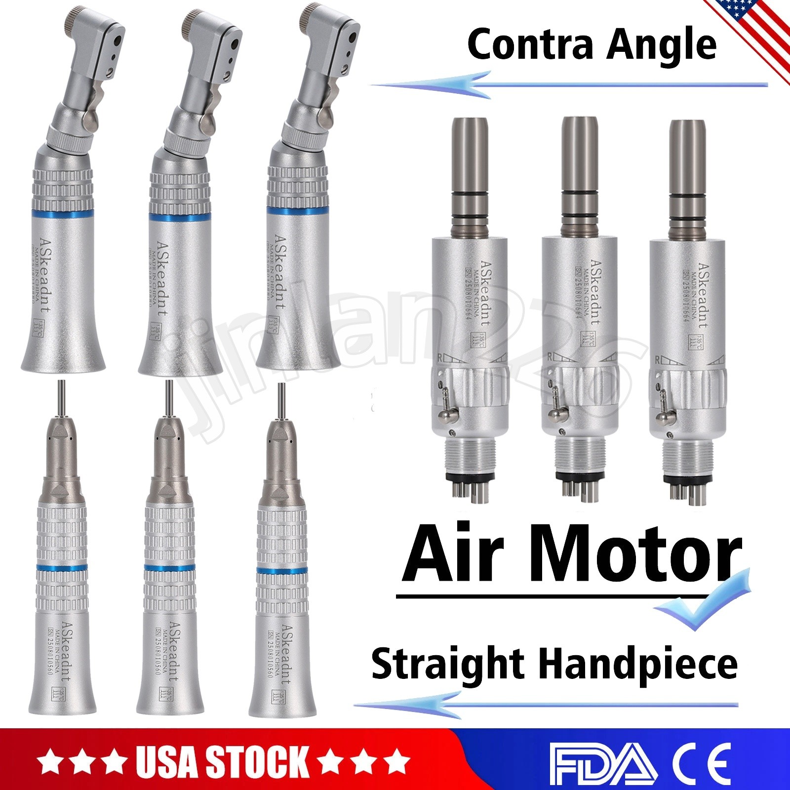 Contra Angulo Dental Low Speed Handpiece Straight Contra Angle Air Motor 4H FDA