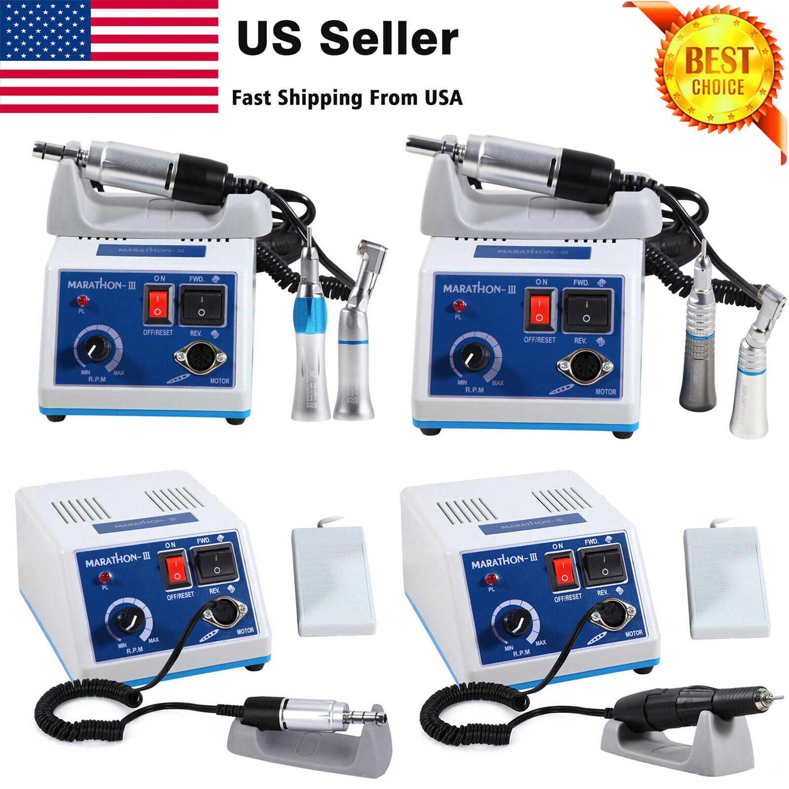 Dental Lab Marathon Electric Micromotor Polishing 35K rpm Motor Handpiece/ Bur