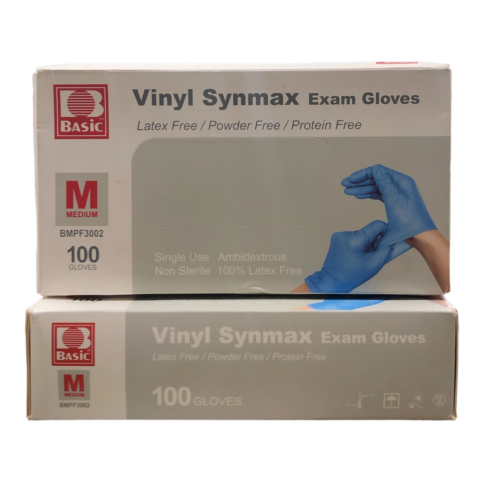 2 Boxes Vinyl Synmax Disposable Medium Latex & Powder Free Gloves 200 Gloves