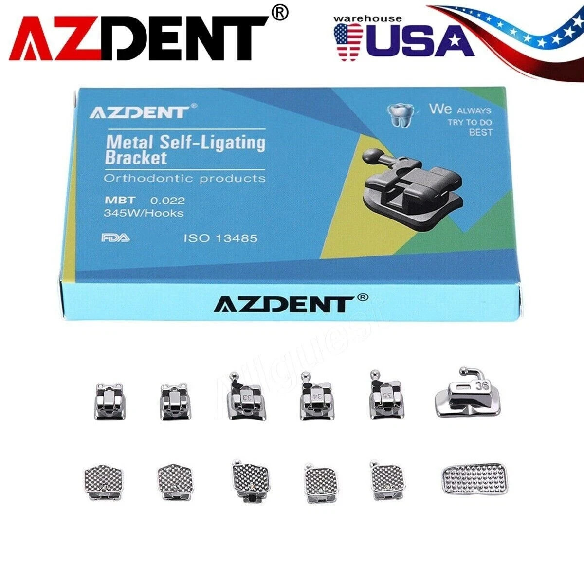 Dental Orthodontic Self-Ligating Brackets Braces MBT 022 Hooks 345&Buccal Tubes