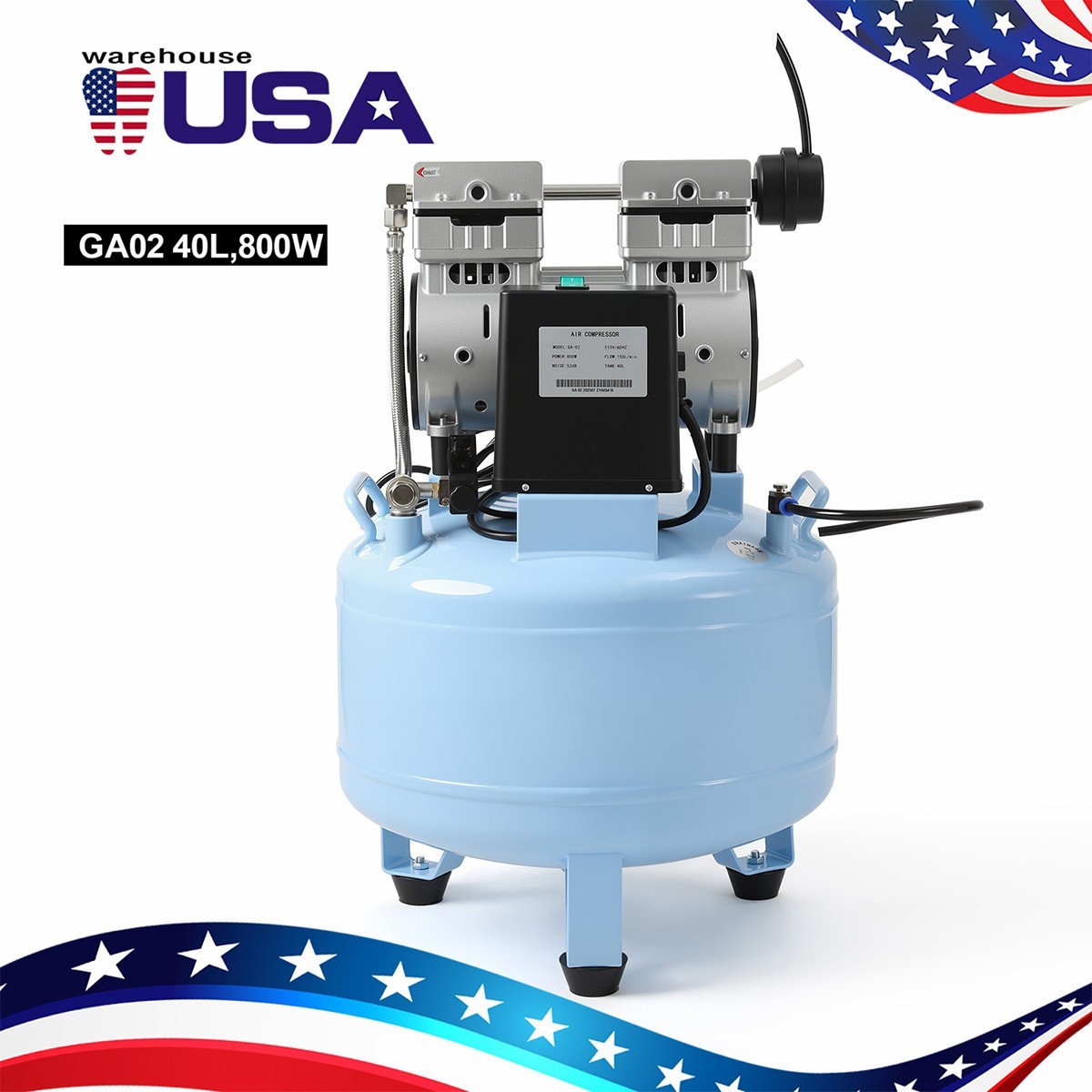 Dental Suction System with Strong Suction /Silent Air Compressor Oilless Free