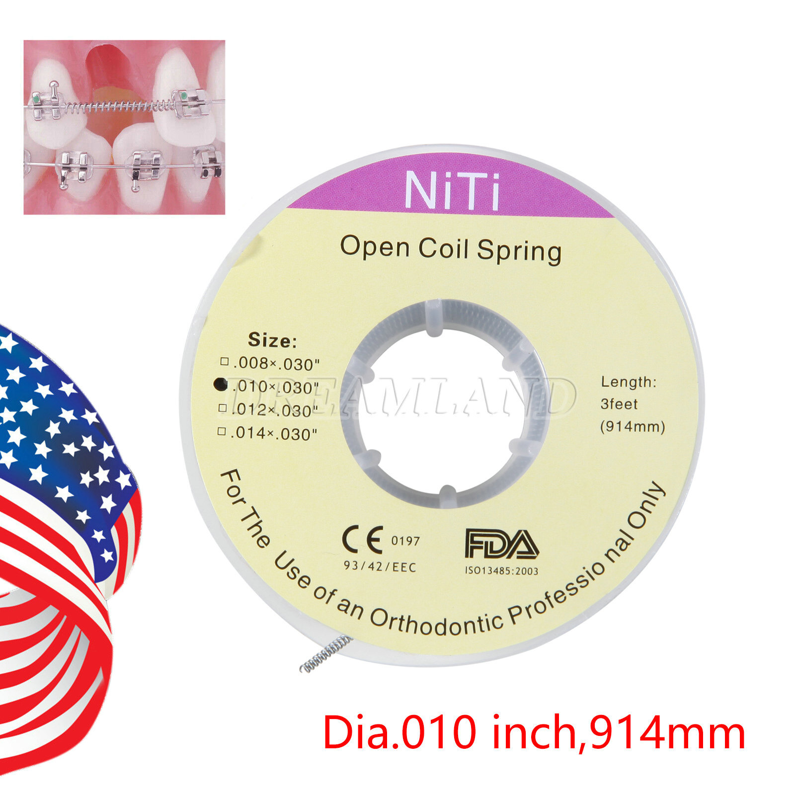 Dental Ortho Niti Open Coil Spring 010*030″ *914mm