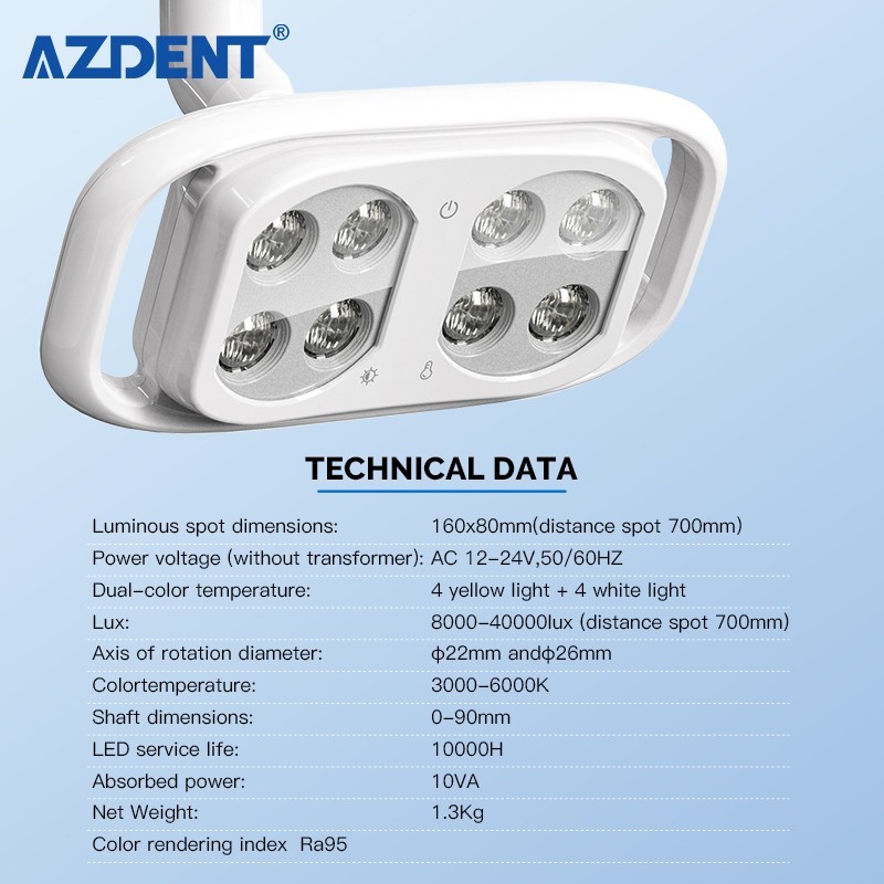 10W Dental 8 LED Lamp Oral Light Lamp Ra95 For Unit Chair 5-level adjustable