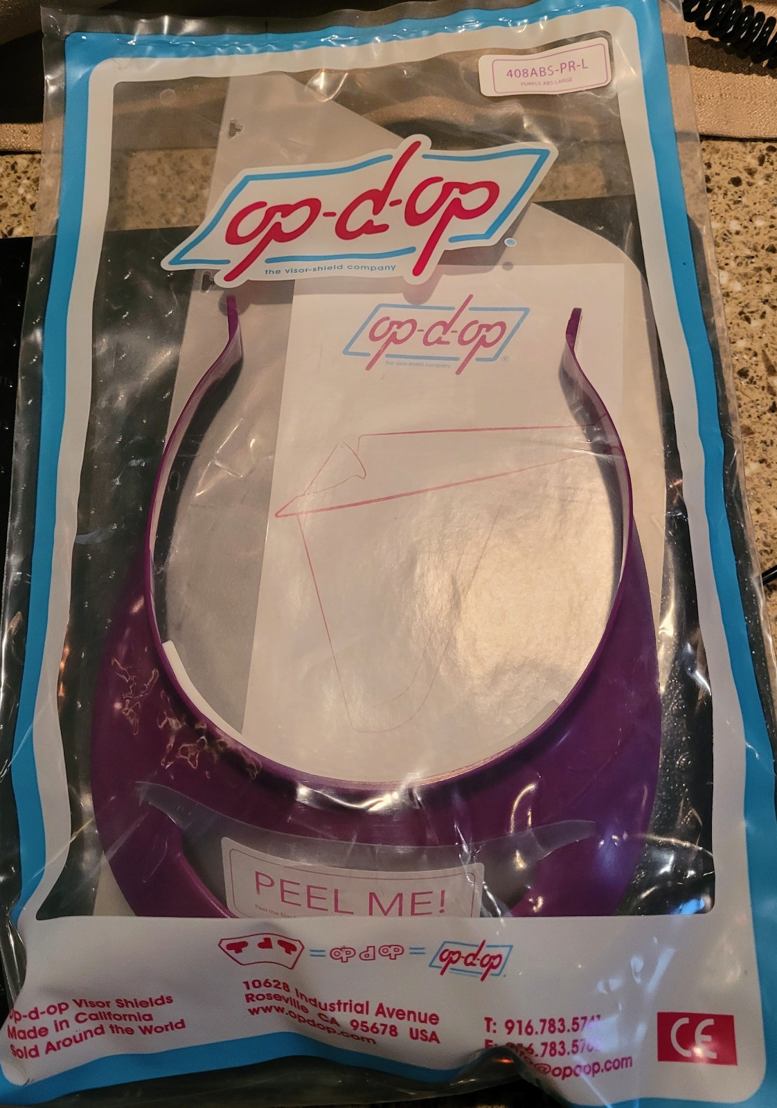 Op-D-Op Face Shield Kit 408ABS-PR-L PURPLE LARGE (Large only)