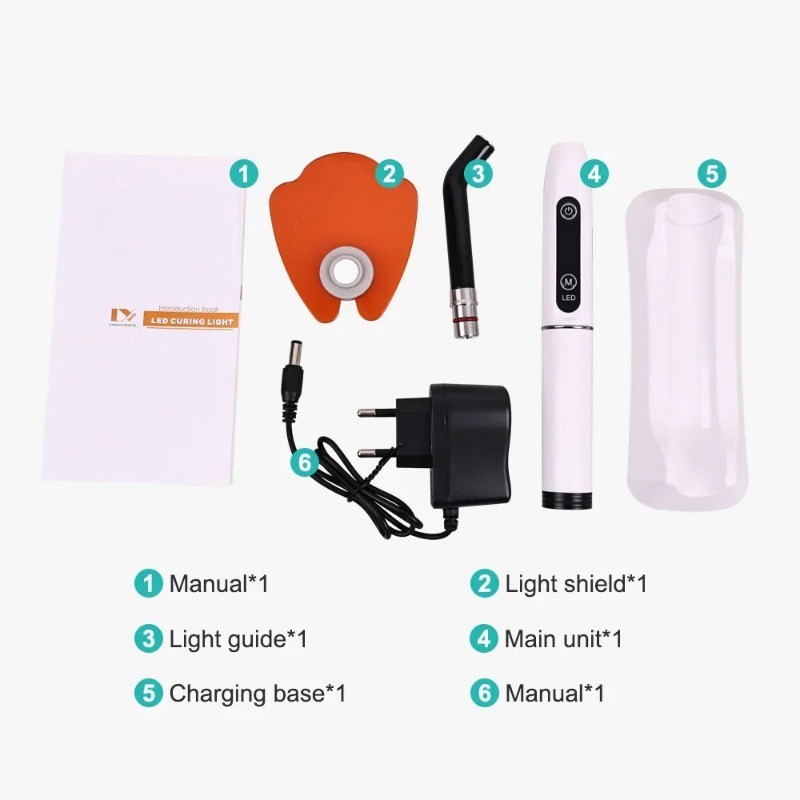 Wireless Dental Light Curing Machine 1s/2mm Resin Curing Light 800-2400mW/cm²