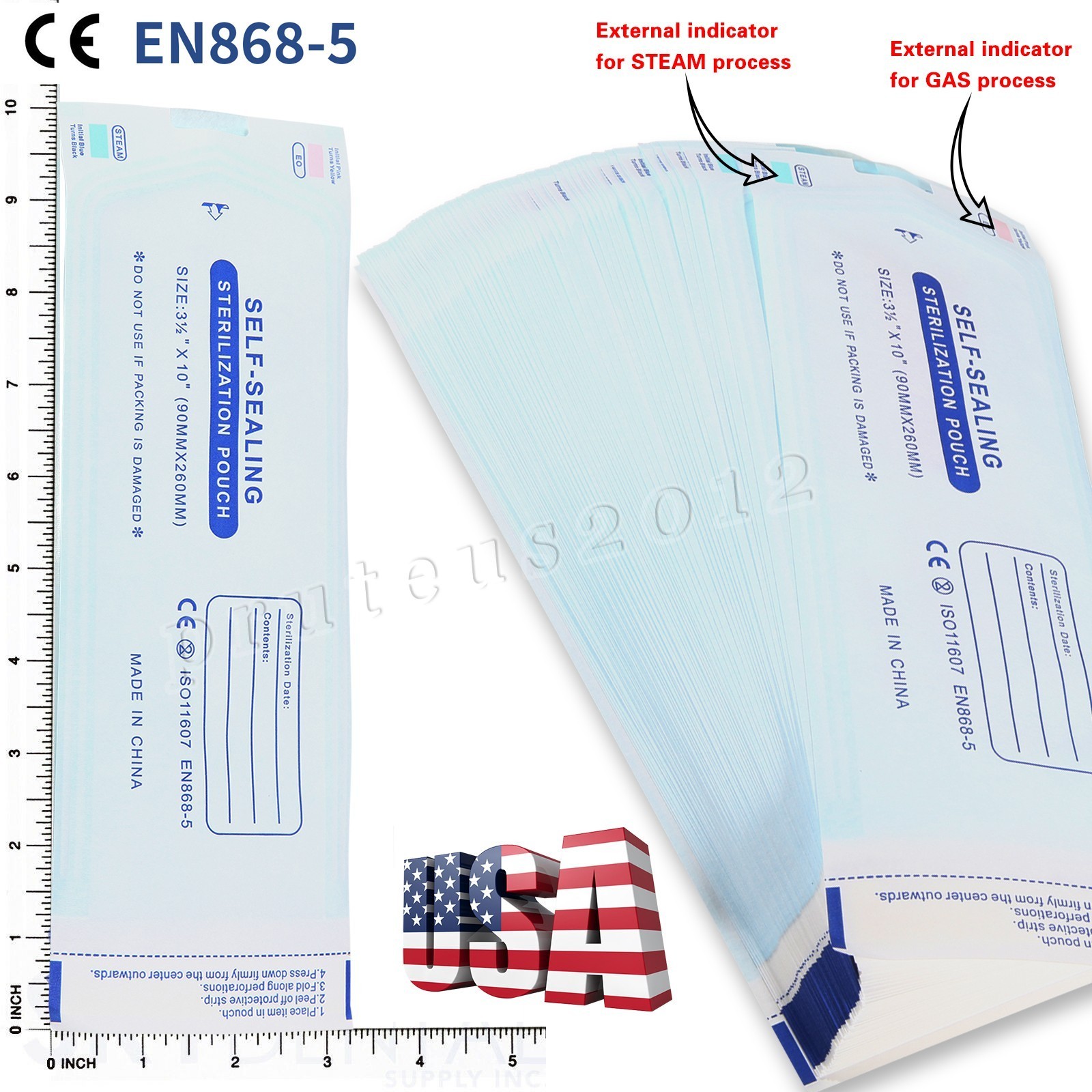 Self Sterilization Pouches Autoclave, Medical Sterilizer Bags Dental Tattoo Nail