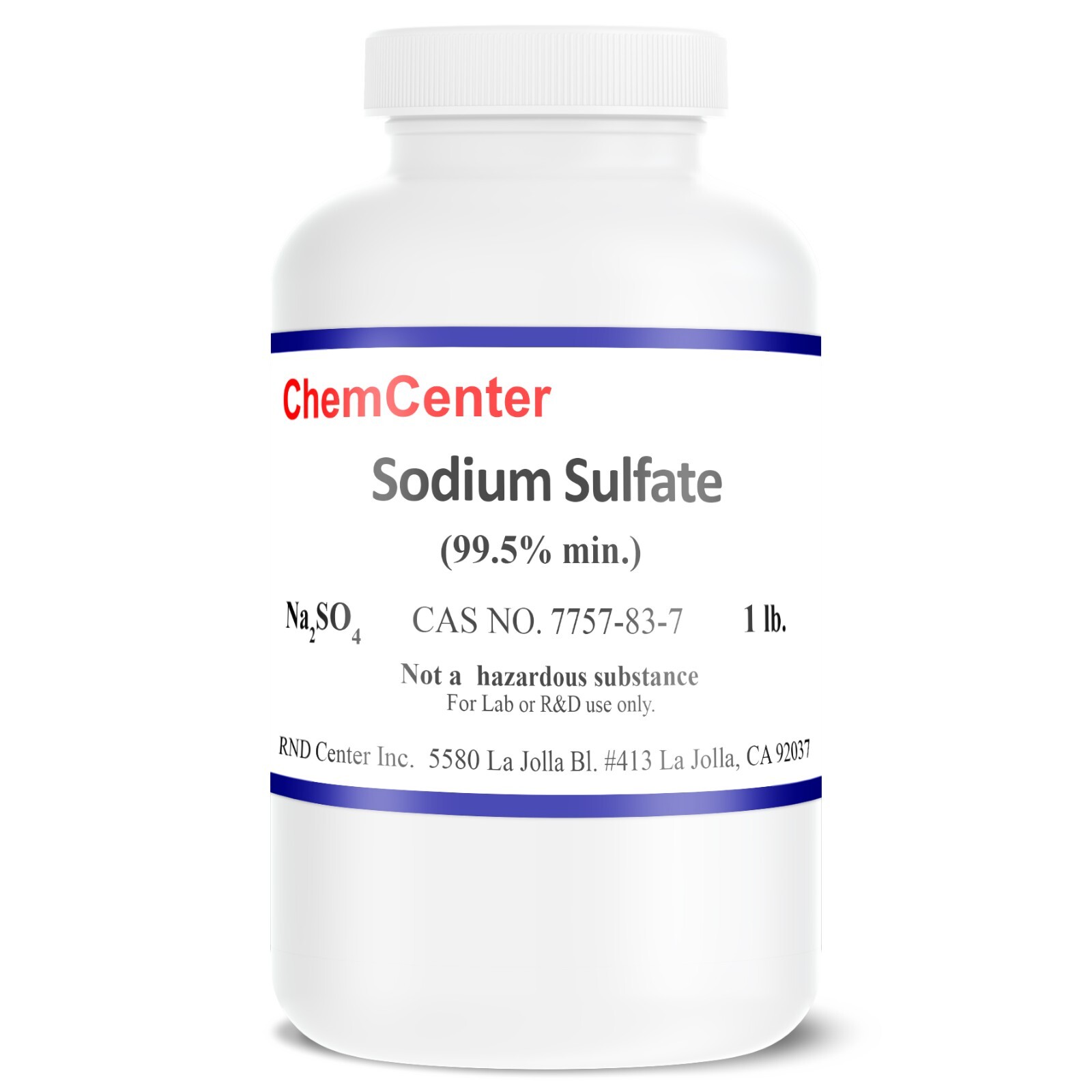 Sodium Sulfate, Anhydrous, Reagent, 99.5% min., 1lb.