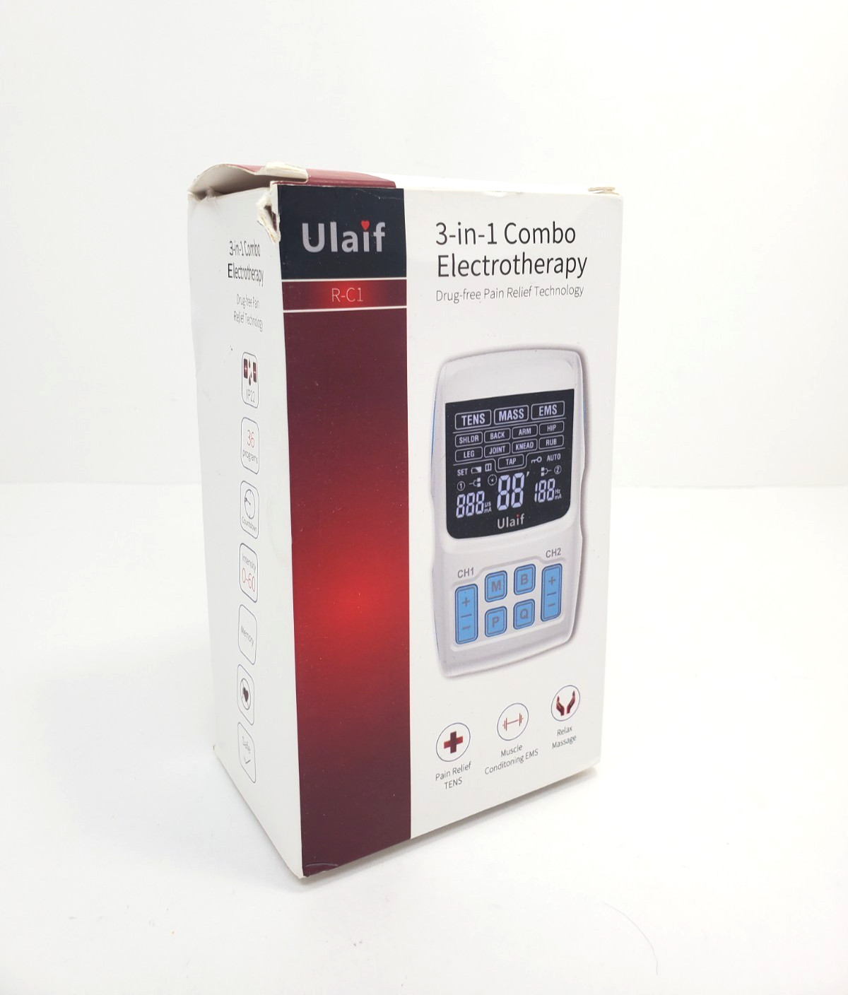 Ulaif 3-in-1 Combo Electrotherapy R-C1 Pain Relief TENS Relax Message – Open Box