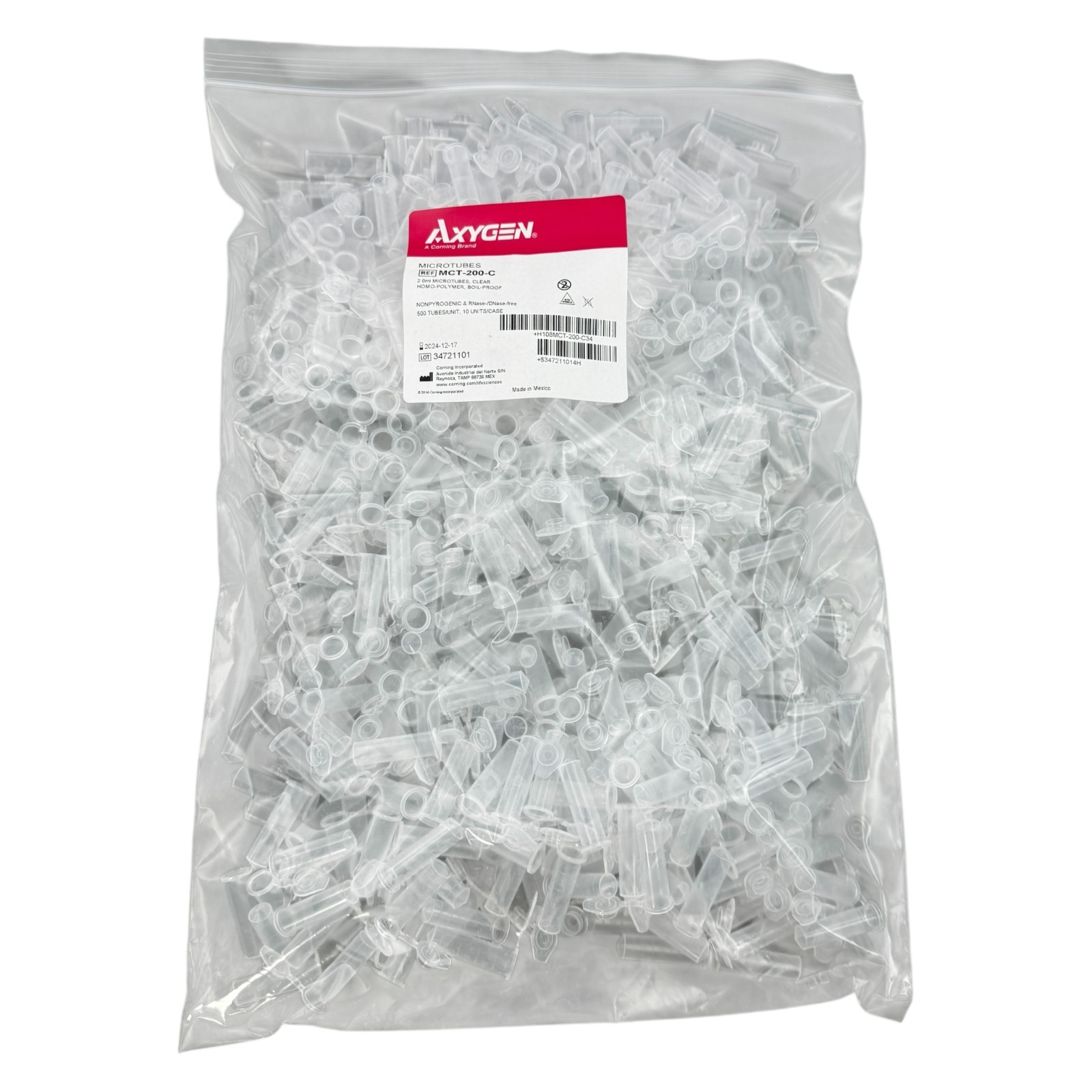 Axygen Corning Microtubes MCT-200-C 2.0ml Microtubes CLEAR Homo Polymer 500TUBES