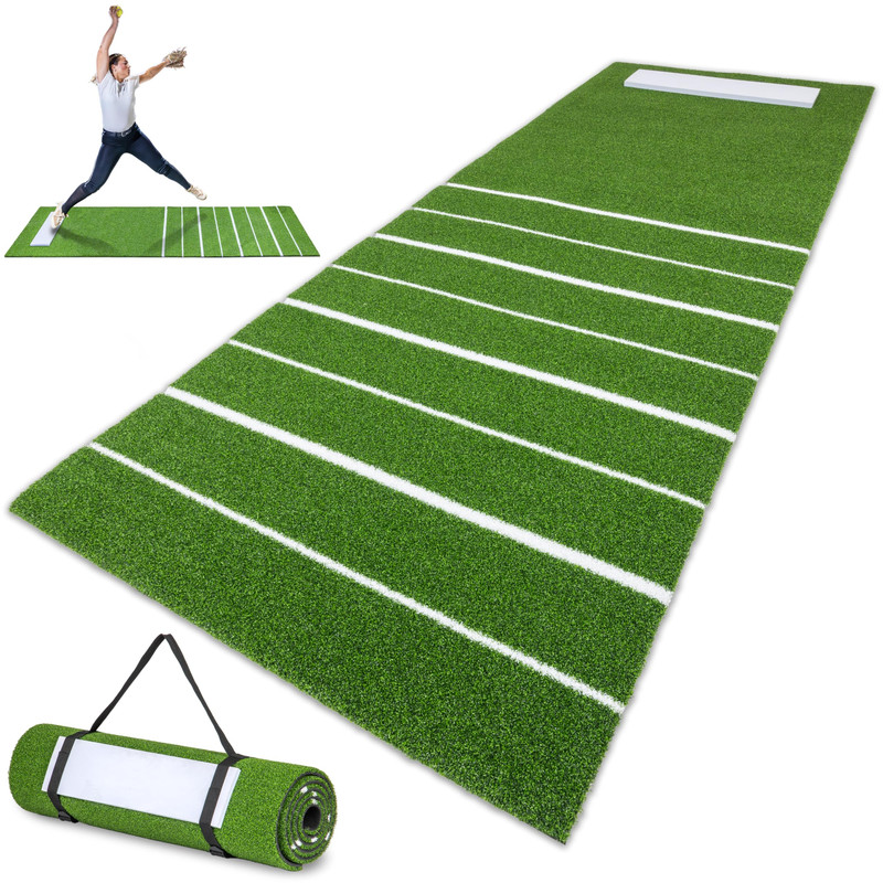 Gosports Softball Pitching Mat Stride Lines – Indoor Outdoor Antislip Rubber